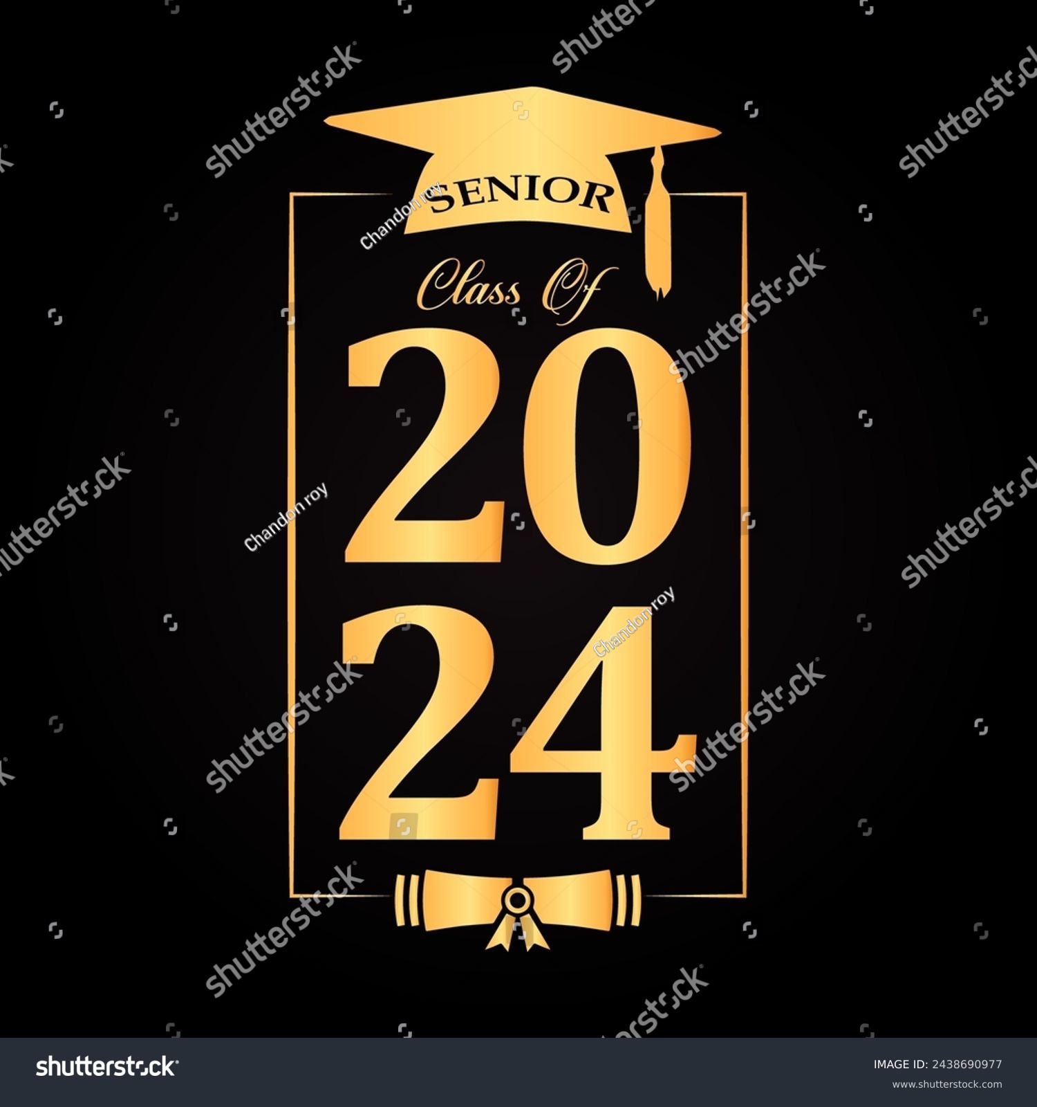 SVG of Vector Senior class of 2024 text on gradient background. svg