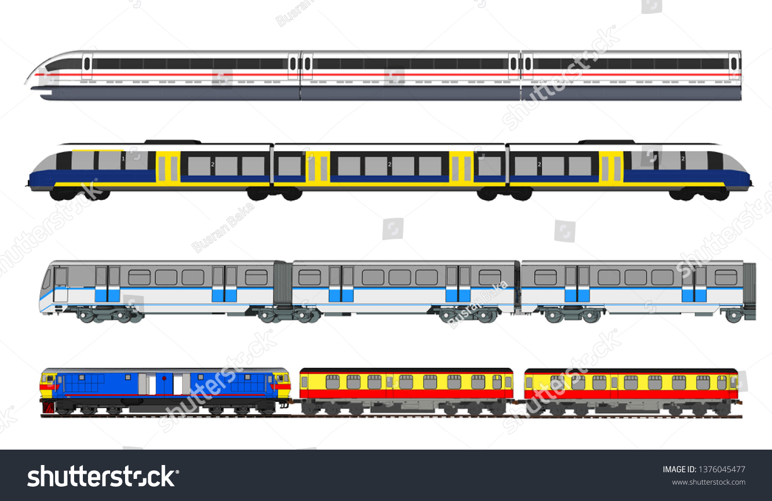 Vector Series Highspeed Trains Stock Vector (Royalty Free) 1376045477 ...