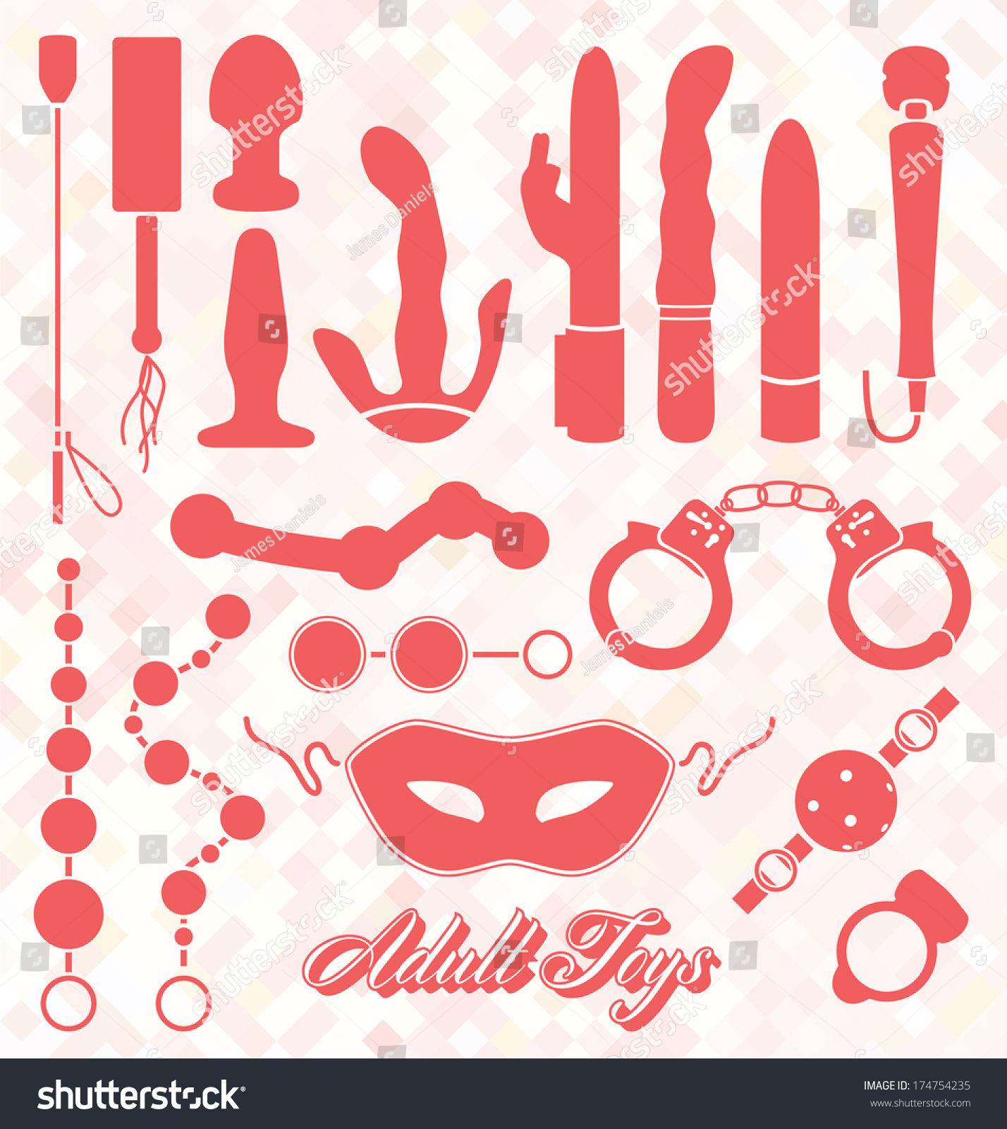 Vector Set Adult Sex Toys Silhouettes Stock Vector Royalty Free 174754235 