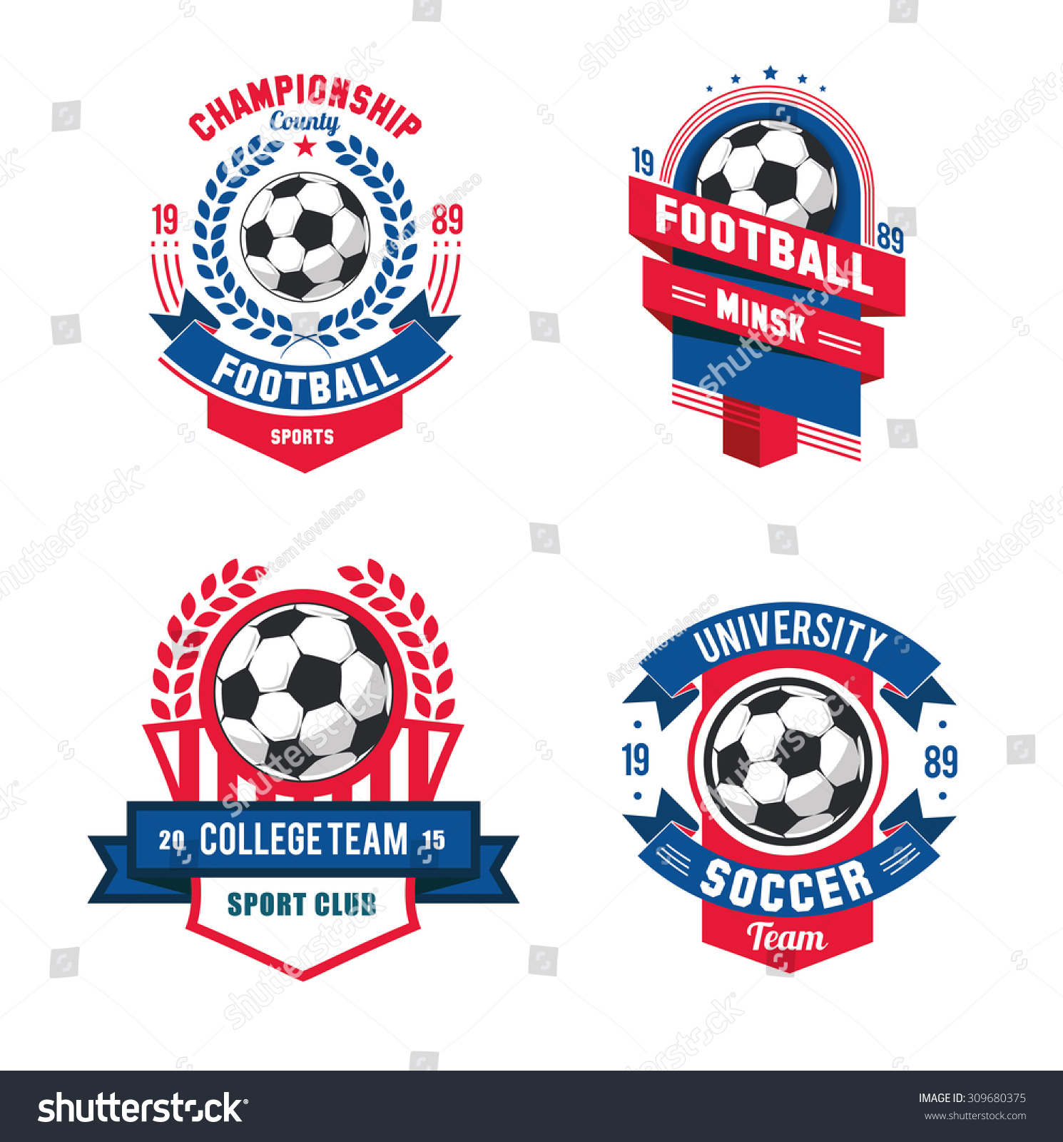 Vector Set Badges Logos Red Football Stock Vector (Royalty Free