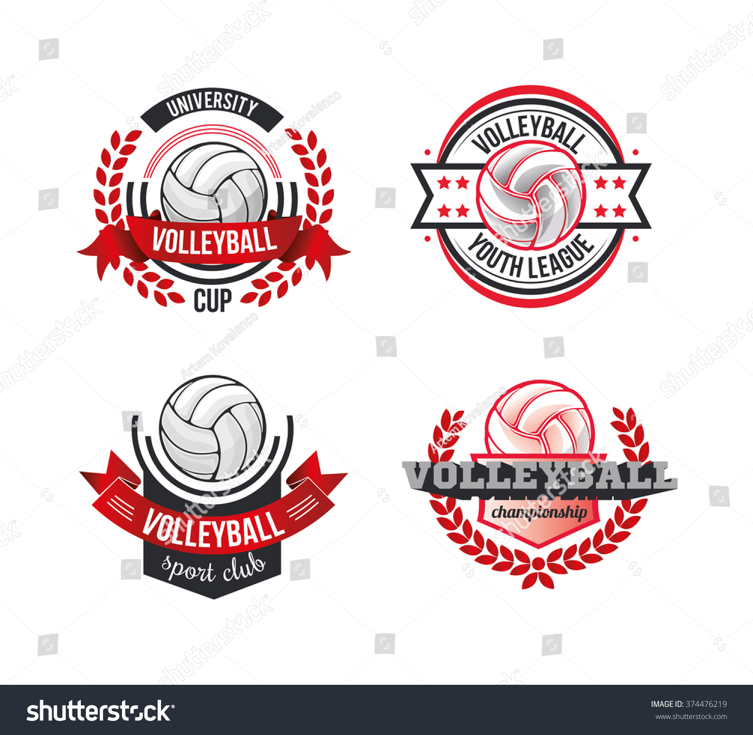 Vector Set Badges Logos Volleyball Teams Stock Vector 374476219 ...