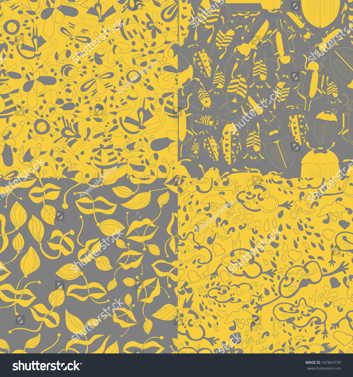Vector Set Cartoon Patterns Cute Wallpapers Stock Vector (Royalty Free ...