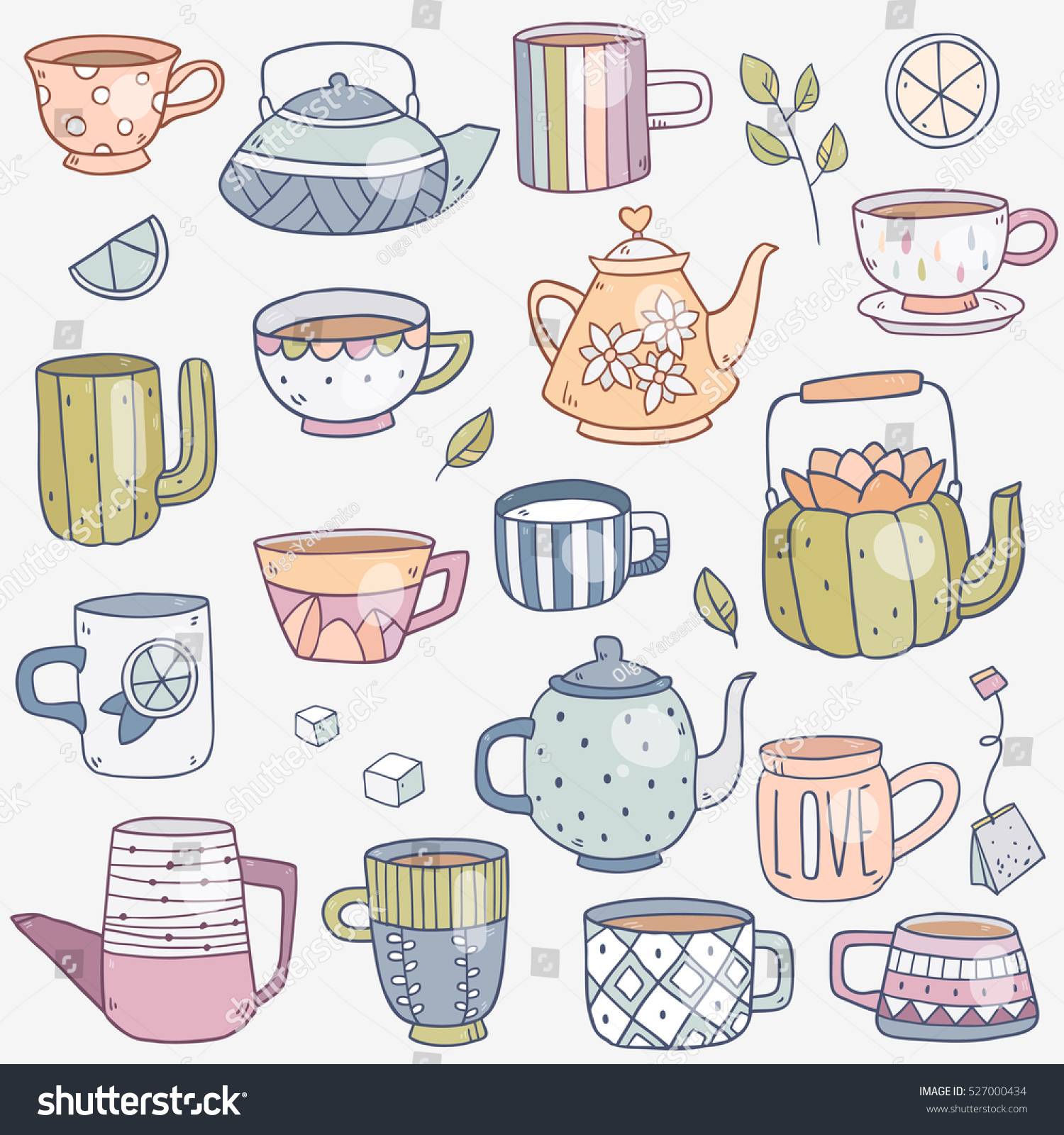 Vector Set Collection Cute Cartoon Drawing Stock Vector (Royalty Free ...