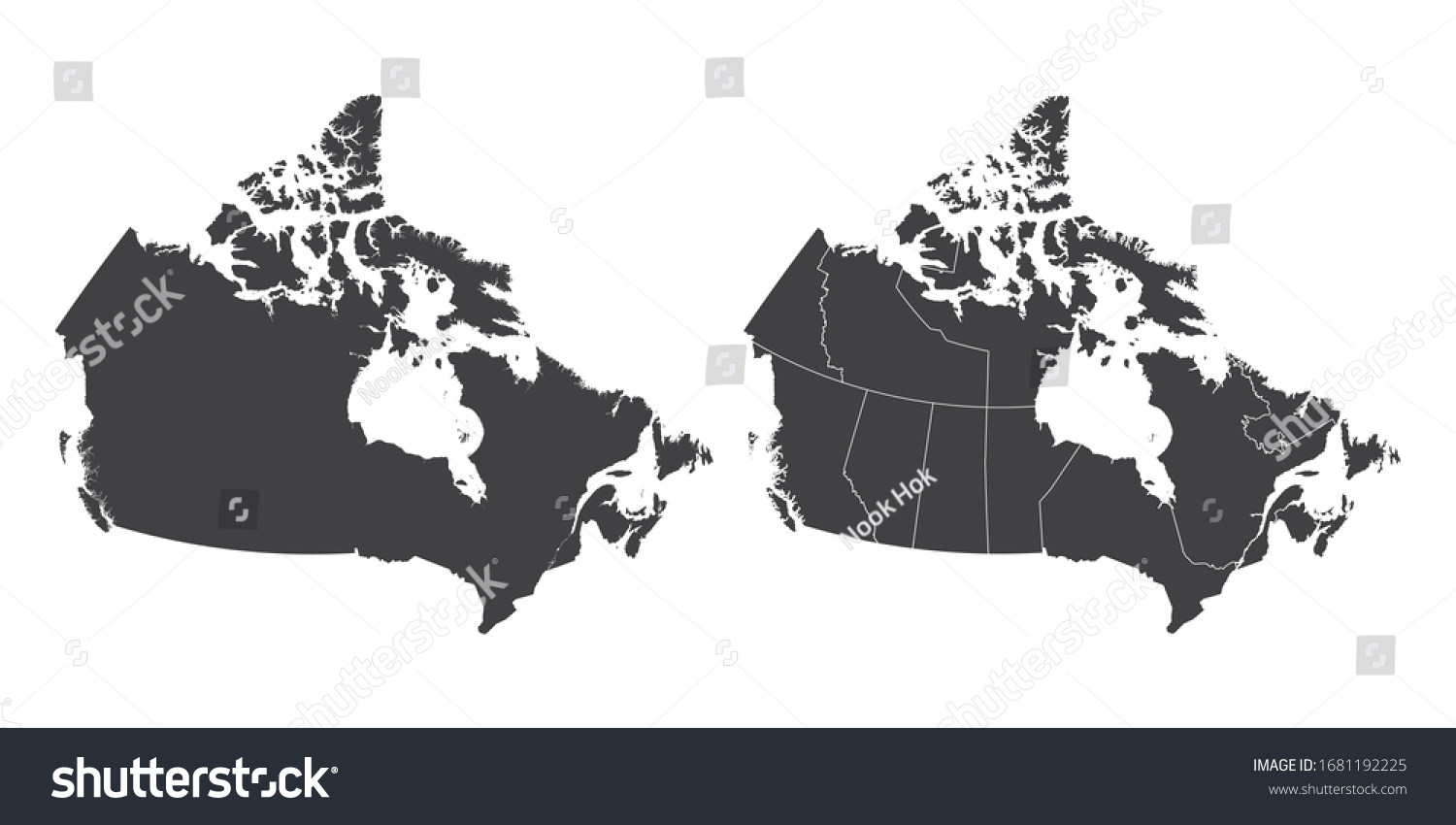 Vector Set Couple Black Map Canada Stock Vector (Royalty Free) 1681192225