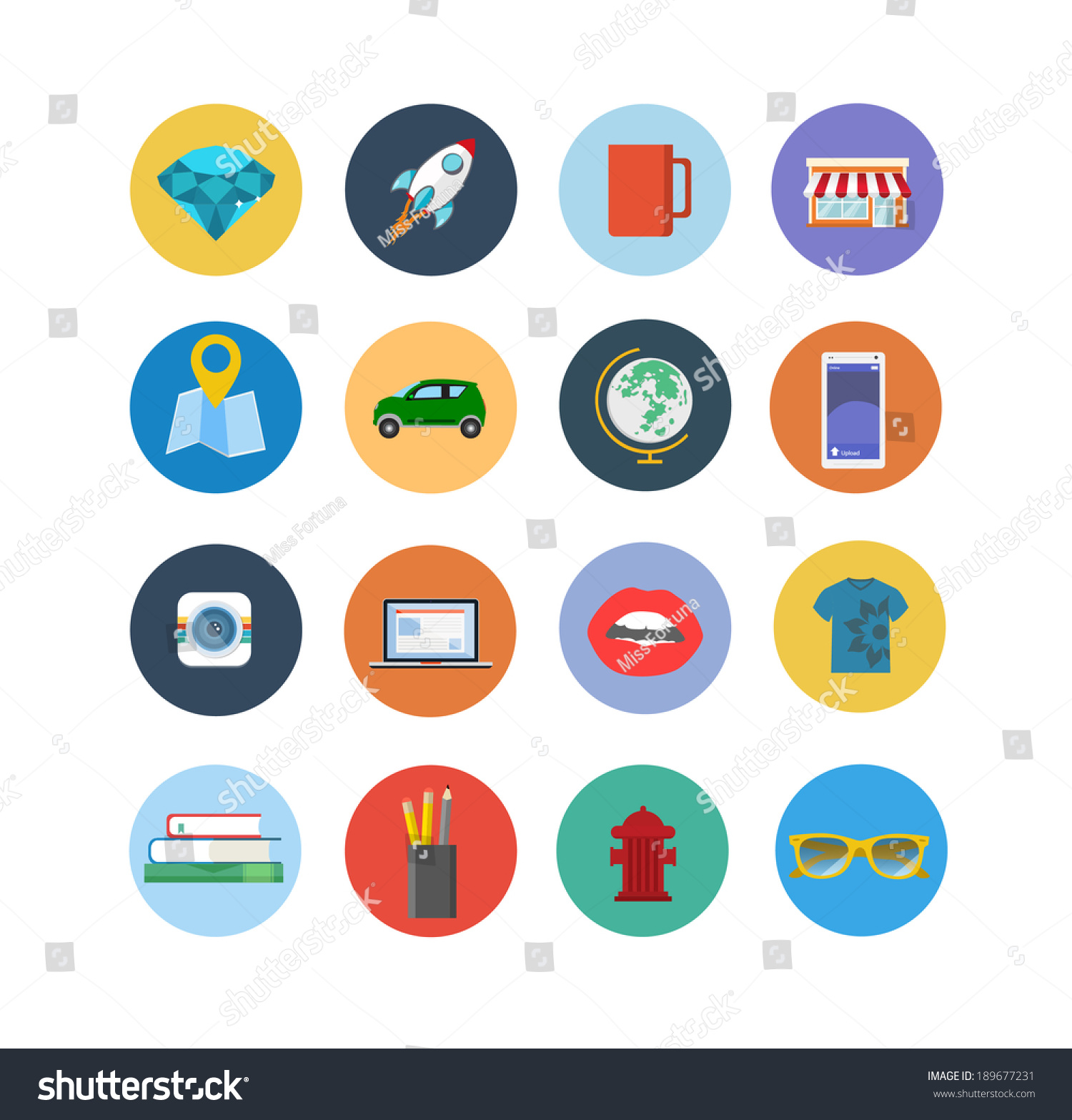 Vector Set Flat Icons - 189677231 : Shutterstock