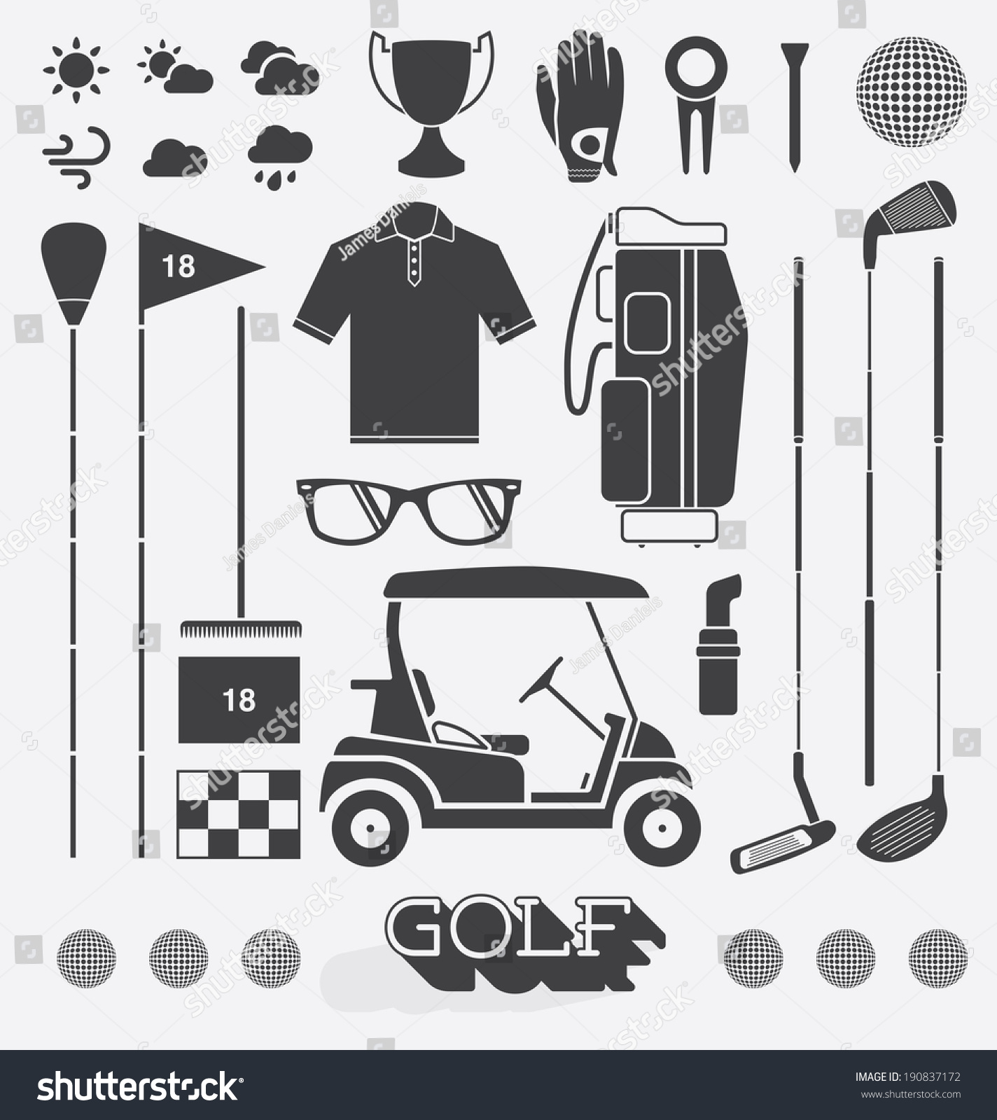 SVG of Vector Set: Golf Equipment Icons and Silhouettes svg
