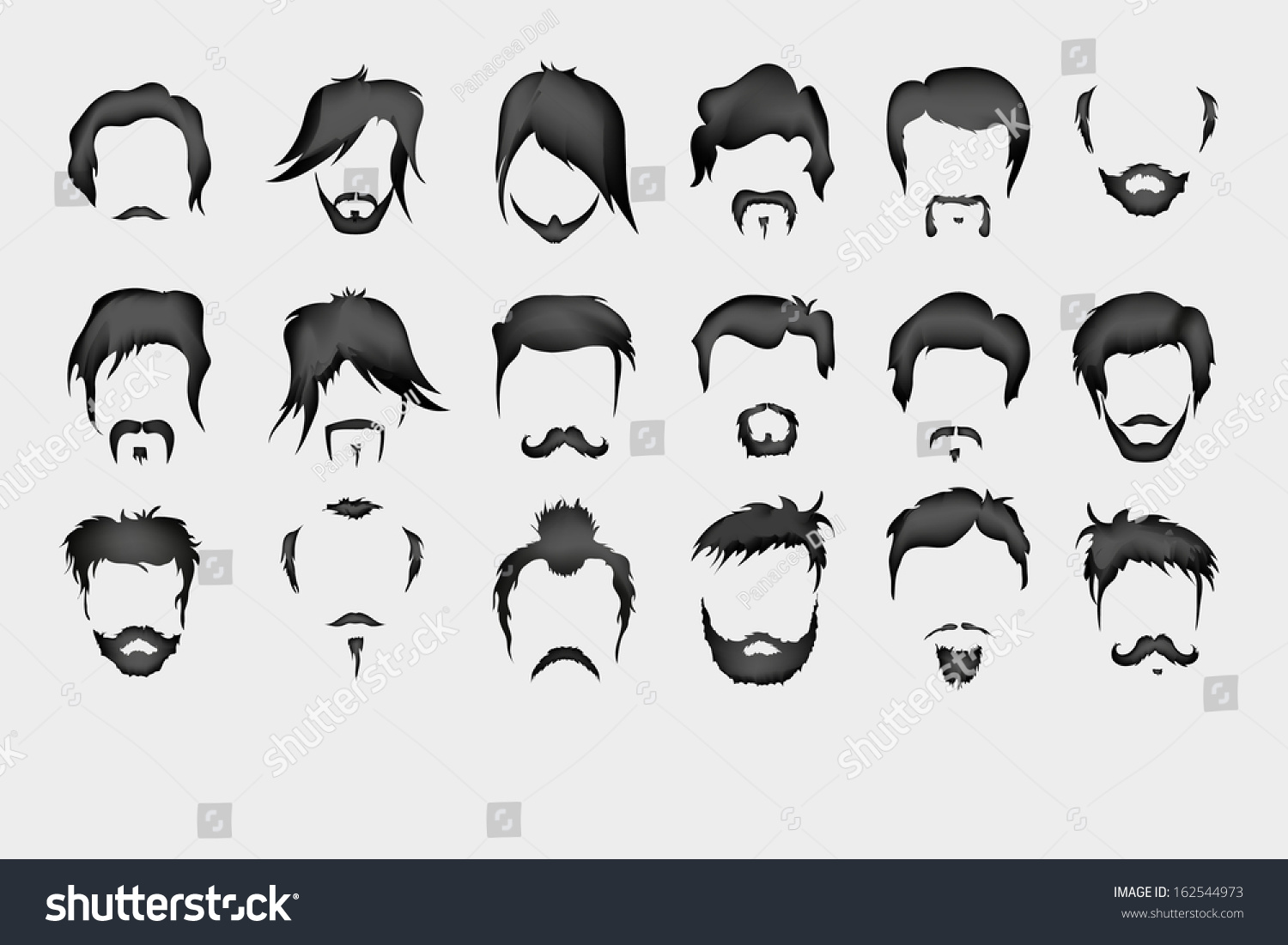 Vector Set Hair Mustache Beard Stock Vector 162544973 
