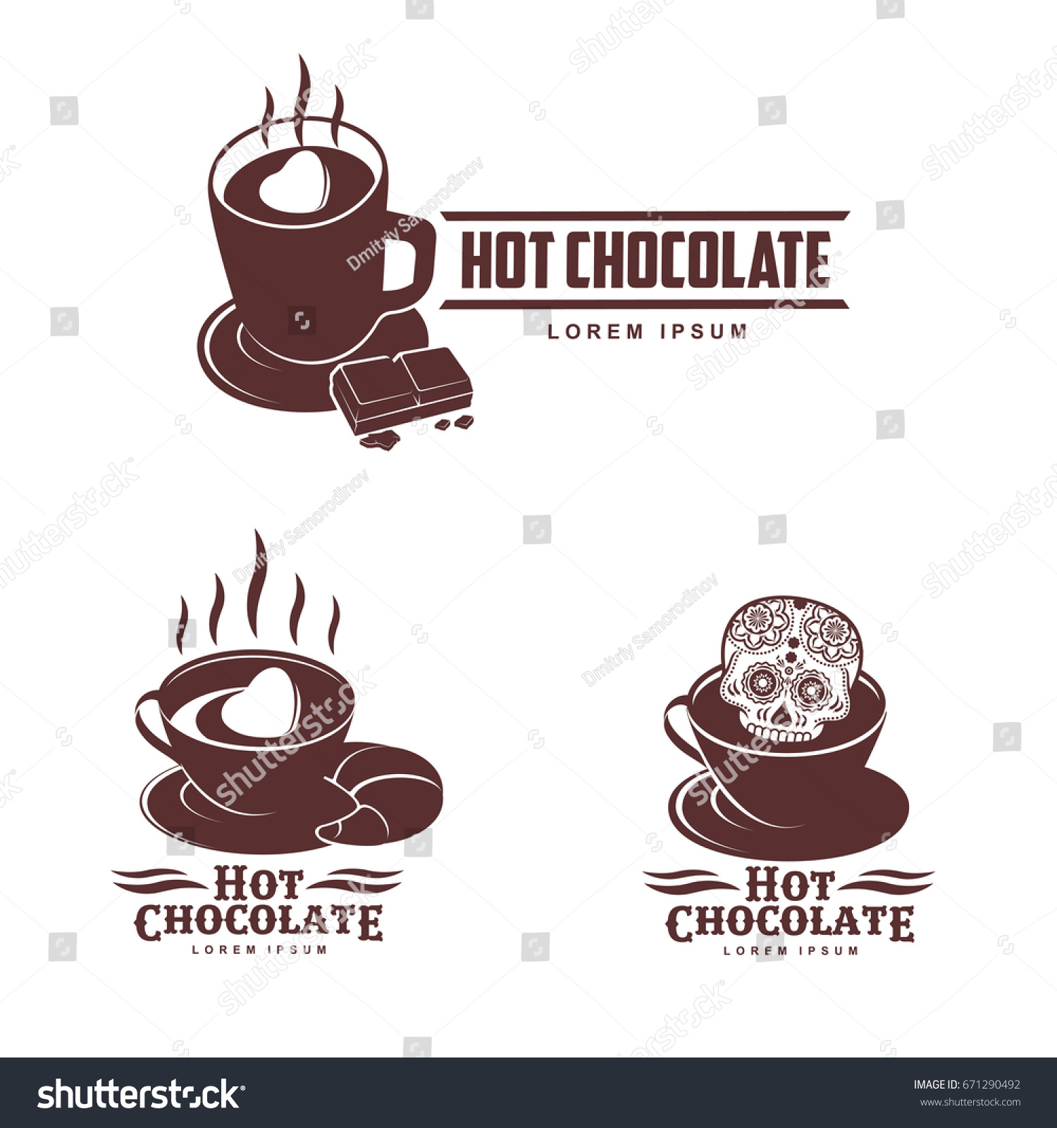 Vector Set Logo Template Hot Chocolate Stock Vector (Royalty Free ...