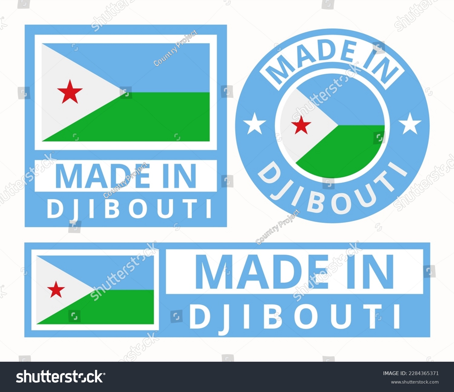 SVG of Vector set made in Djibouti design product labels business icons illustration svg