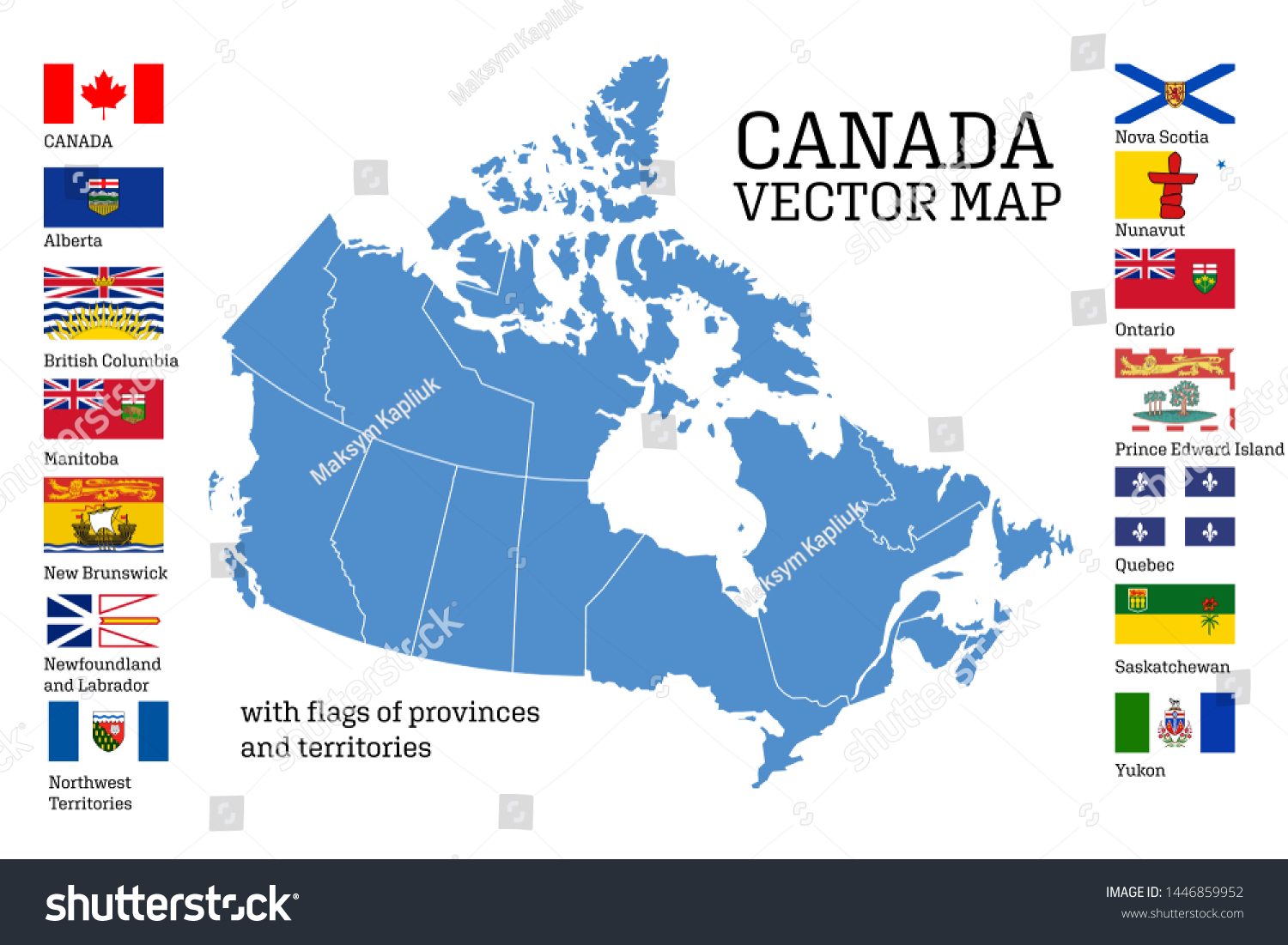 Vector Set Map Canada Provinces Territories Stock Vector Royalty Free 1446859952 Shutterstock 