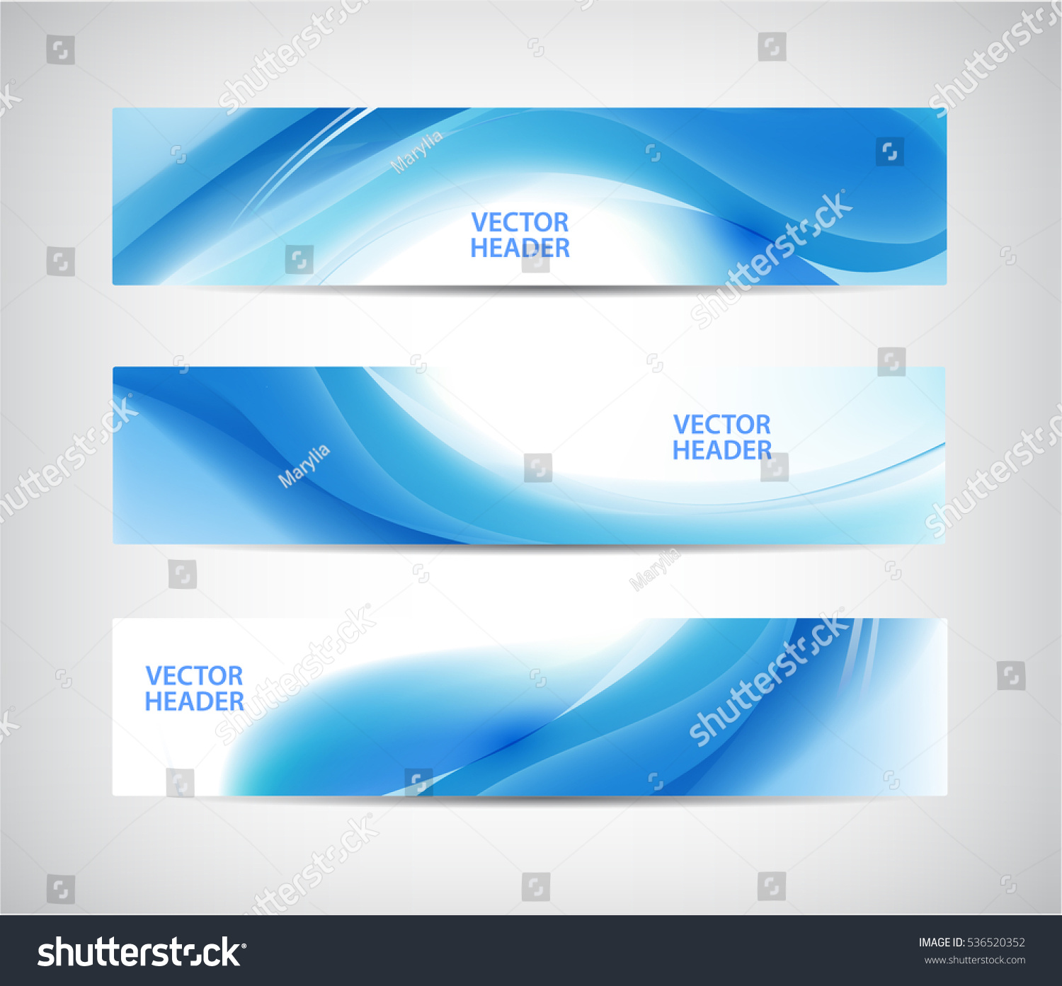 Vector Set Abstract Blue Wavy Headers Stock Vector (Royalty Free ...