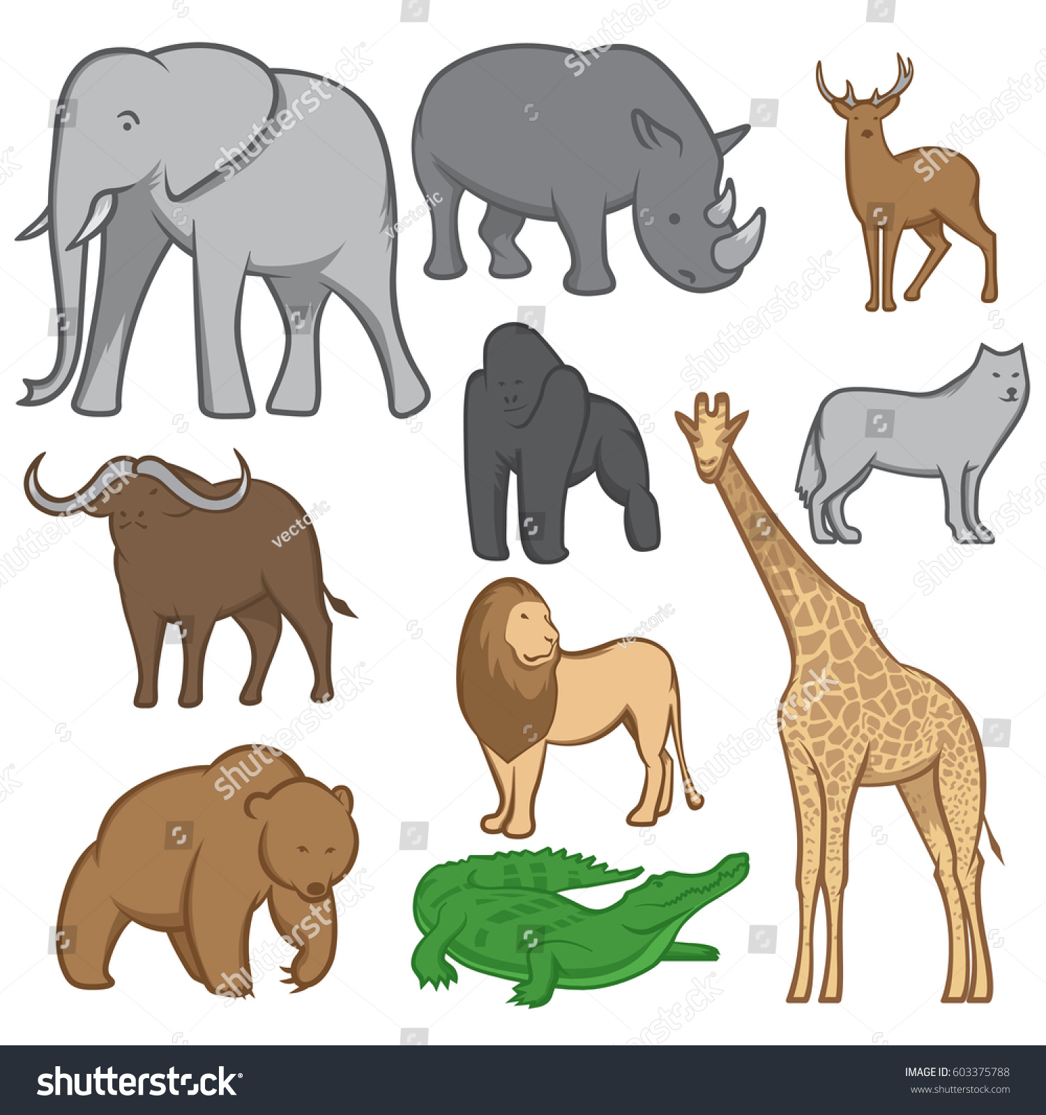 Vector Set Animals Stock Vector (Royalty Free) 603375788 | Shutterstock