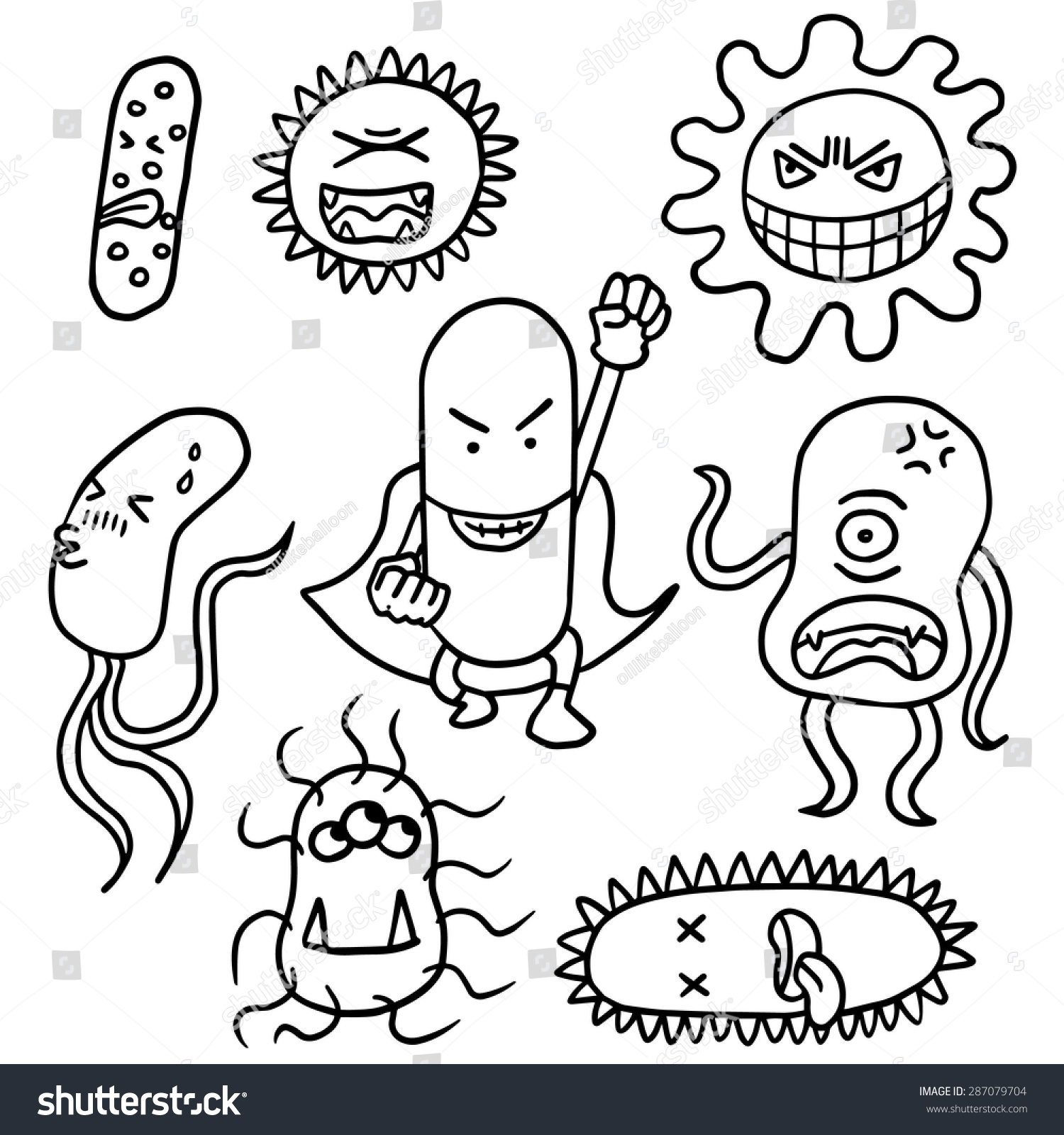 Vector Set Bacteria Antibiotics Stock Vector 287079704 - Shutterstock