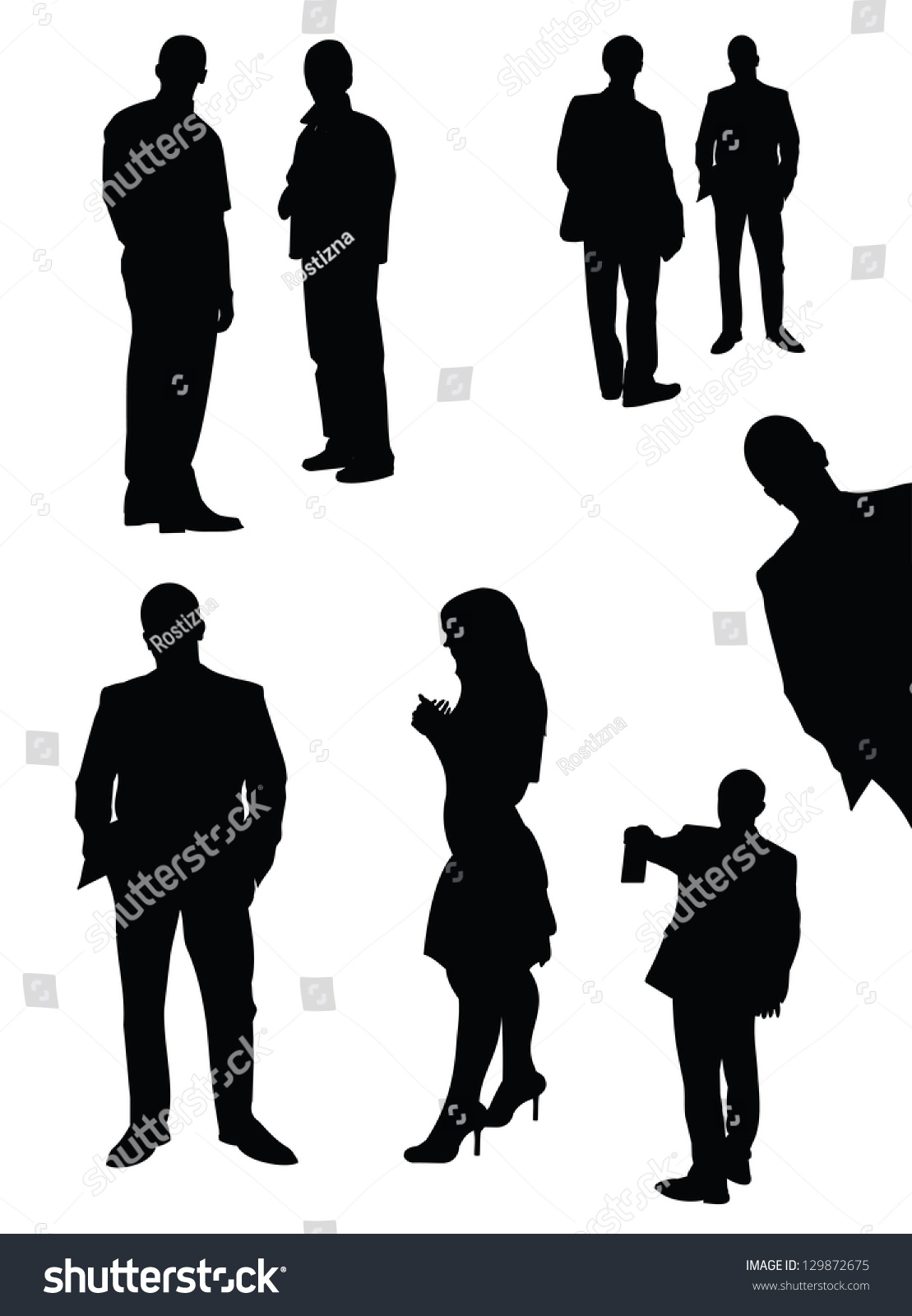 Vector Set Black Isolated Manager Silhouettes Stock Vector 129872675 ...