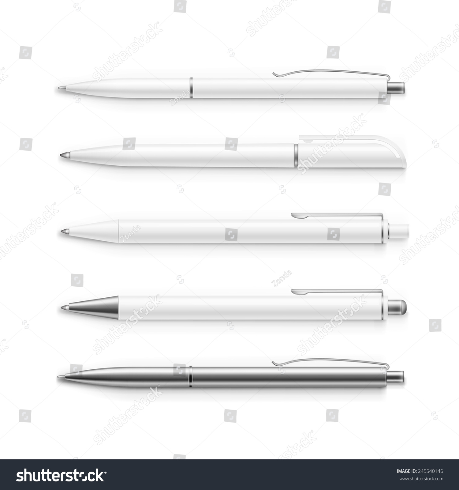 Vector Set Of Blank Pens Isolated On White Background - 245540146 ...