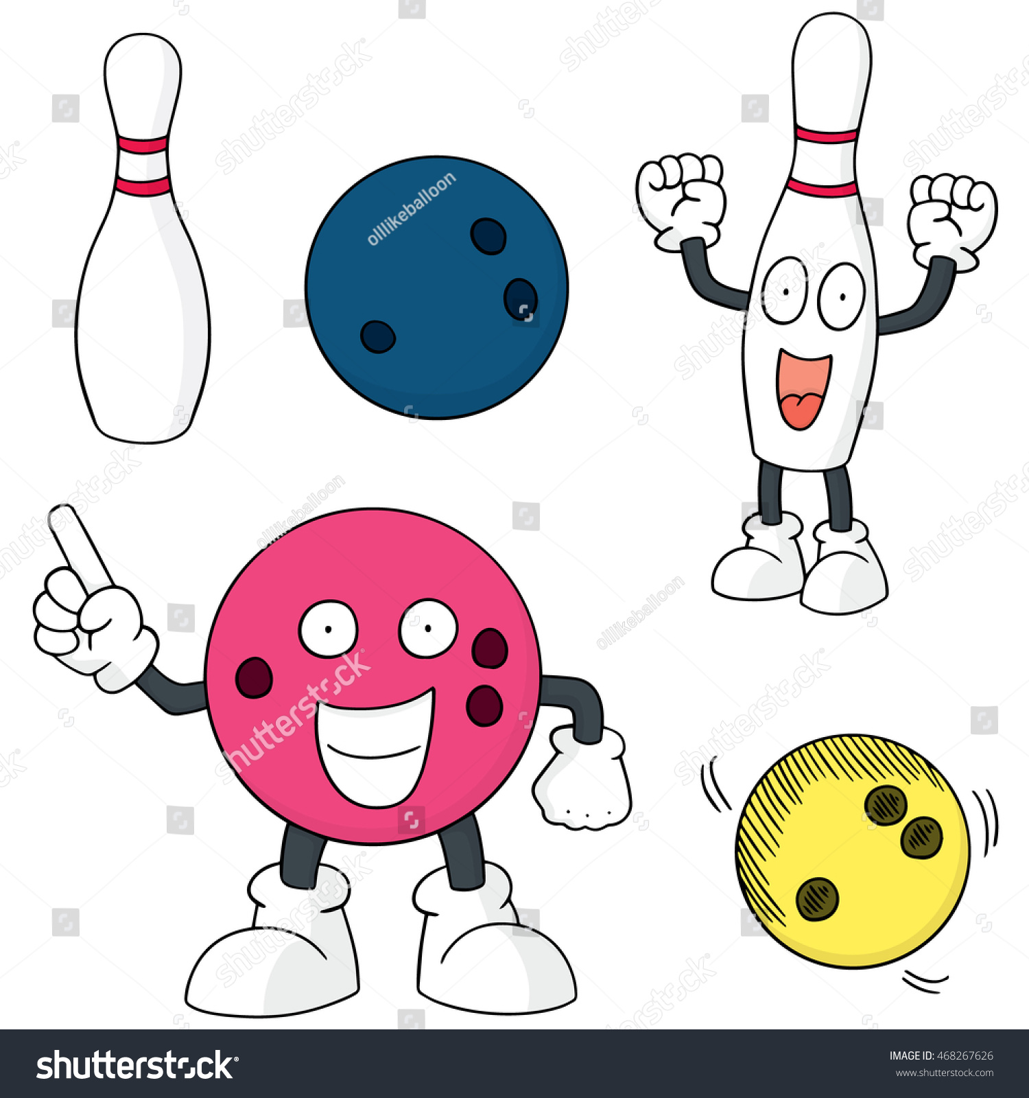Vector Set Bowling Ball Pin Stock Vector (Royalty Free) 468267626