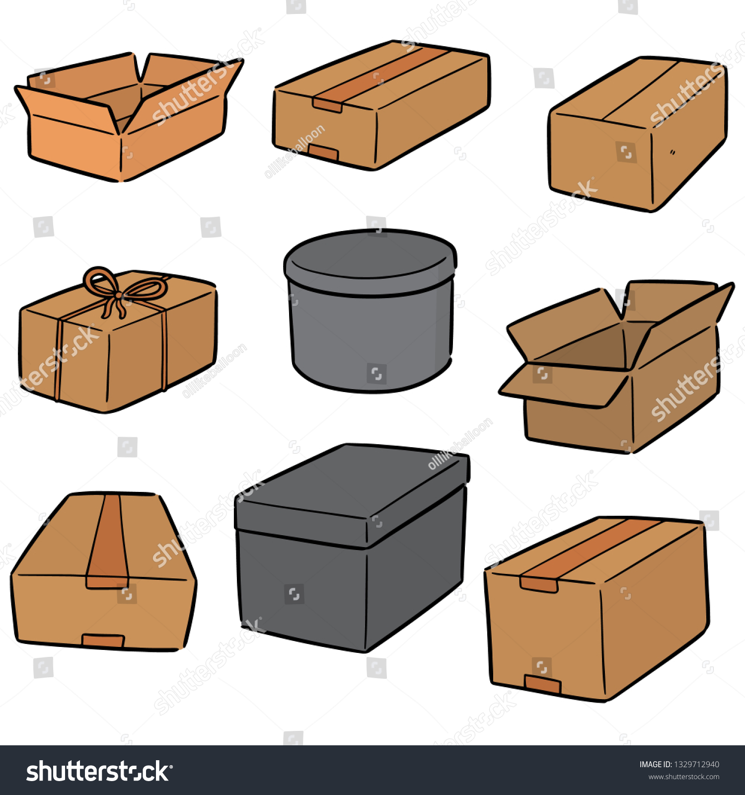 Vector Set Boxes Stock Vector (Royalty Free) 1329712940