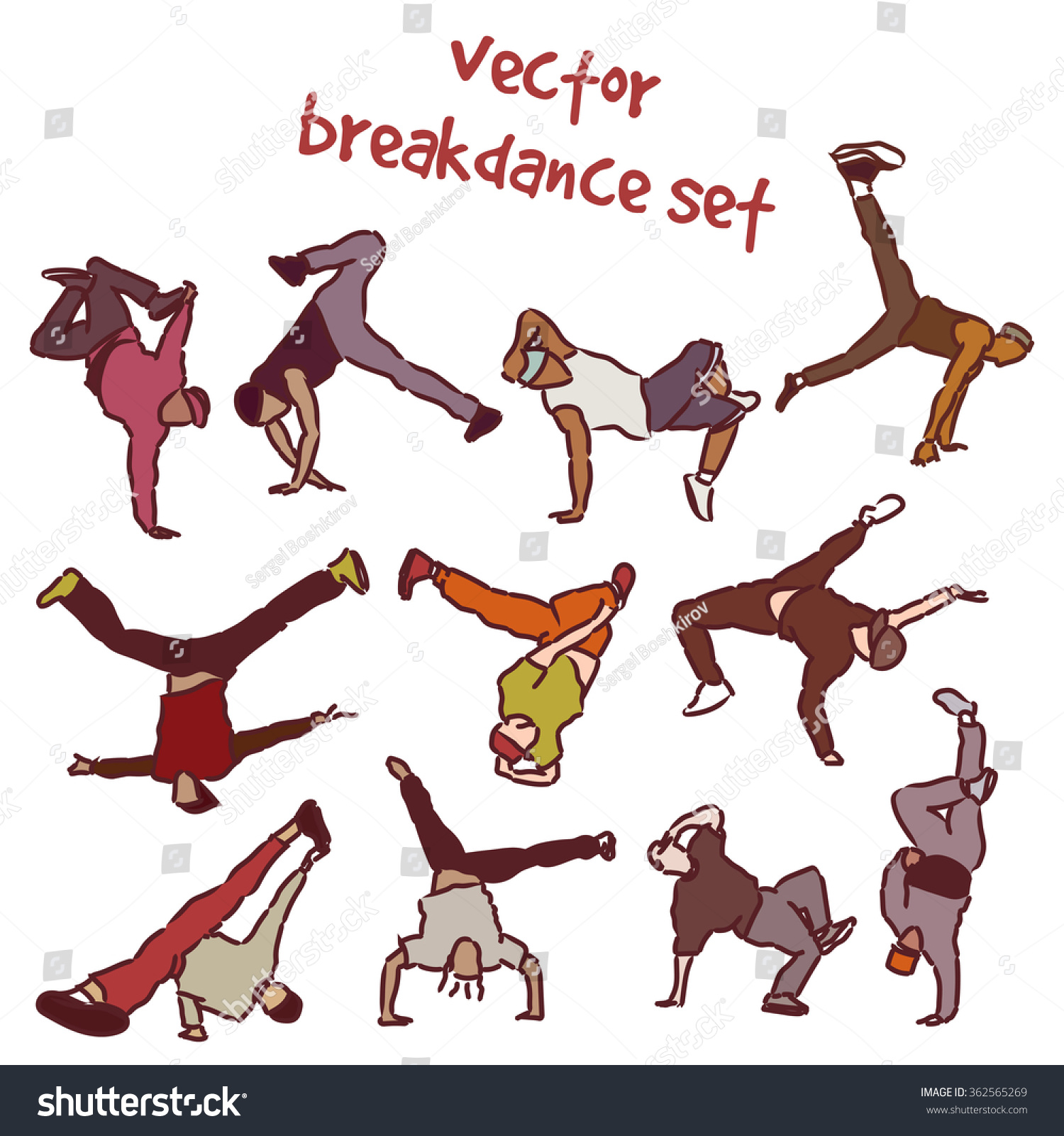 SVG of Vector set of break dancers. svg