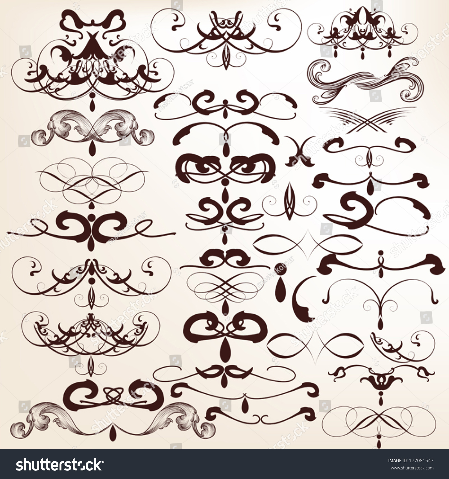 Vector Set Calligraphic Elements Design Calligraphic Stock Vector ...