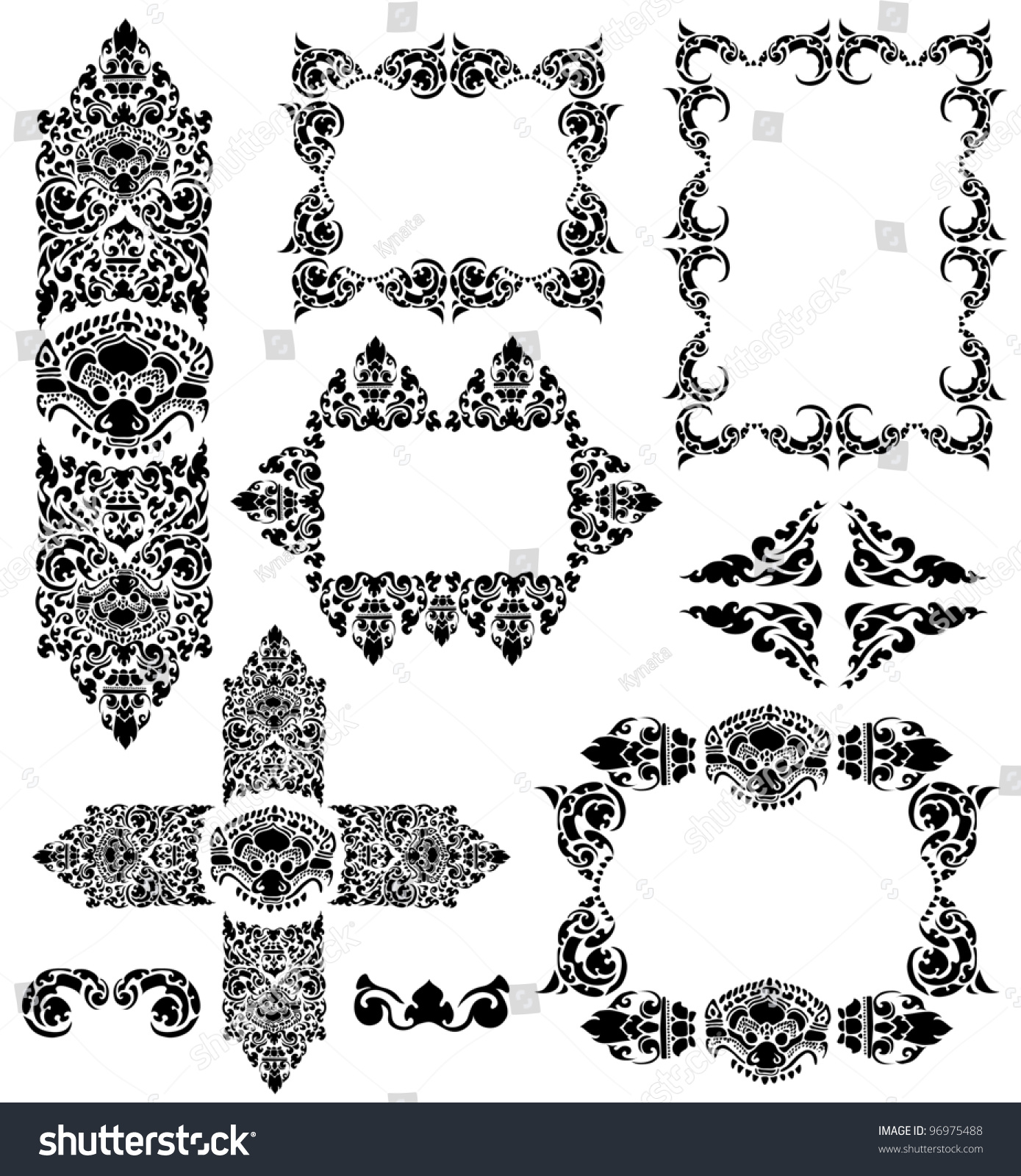 Vector Set Of Cambodian Floral Frames - 96975488 : Shutterstock