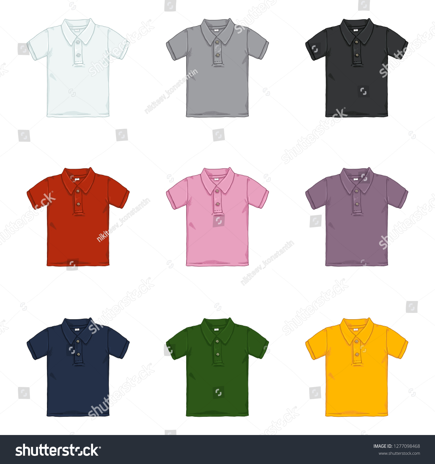 Vector Set Cartoon Colorful Polo Shirts Stock Vector (Royalty Free ...