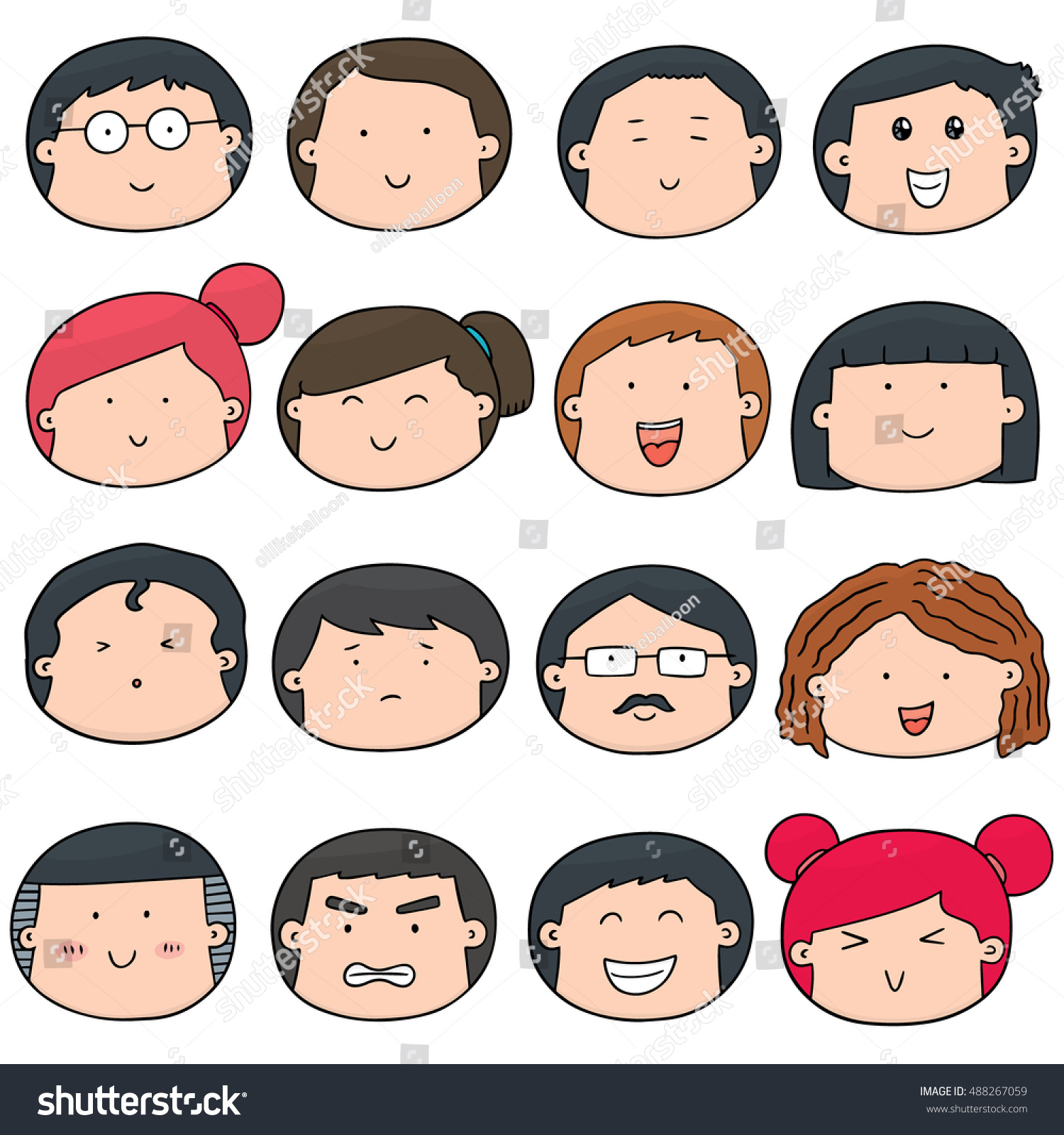 Vector Set Cartoon Face Stock Vector Royalty Free 488267059 Vector Set Cartoon Face Stock Vector Royalty Free 488267059