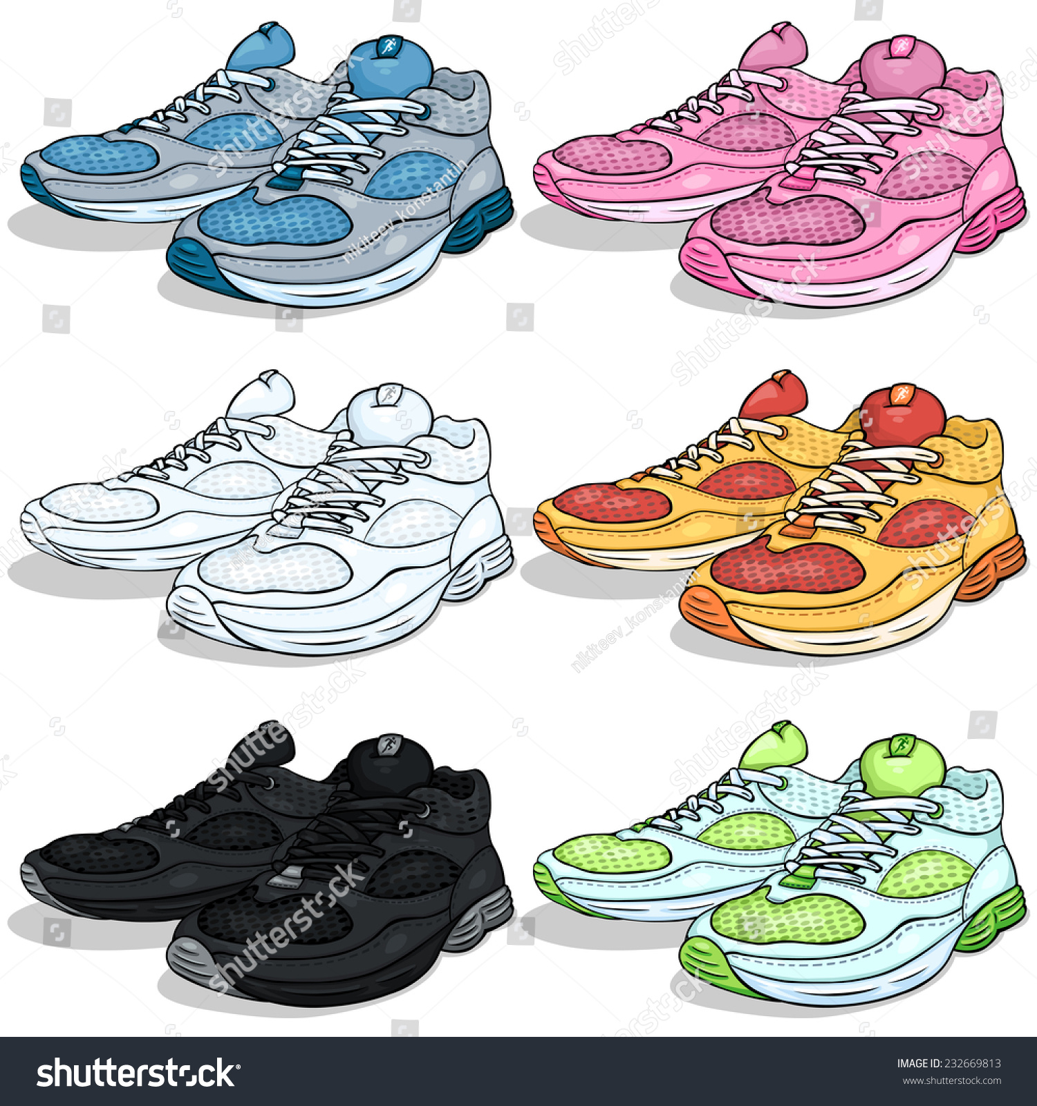 Vector Set Cartoon Running Shoes Stock Vector (Royalty Free) 232669813