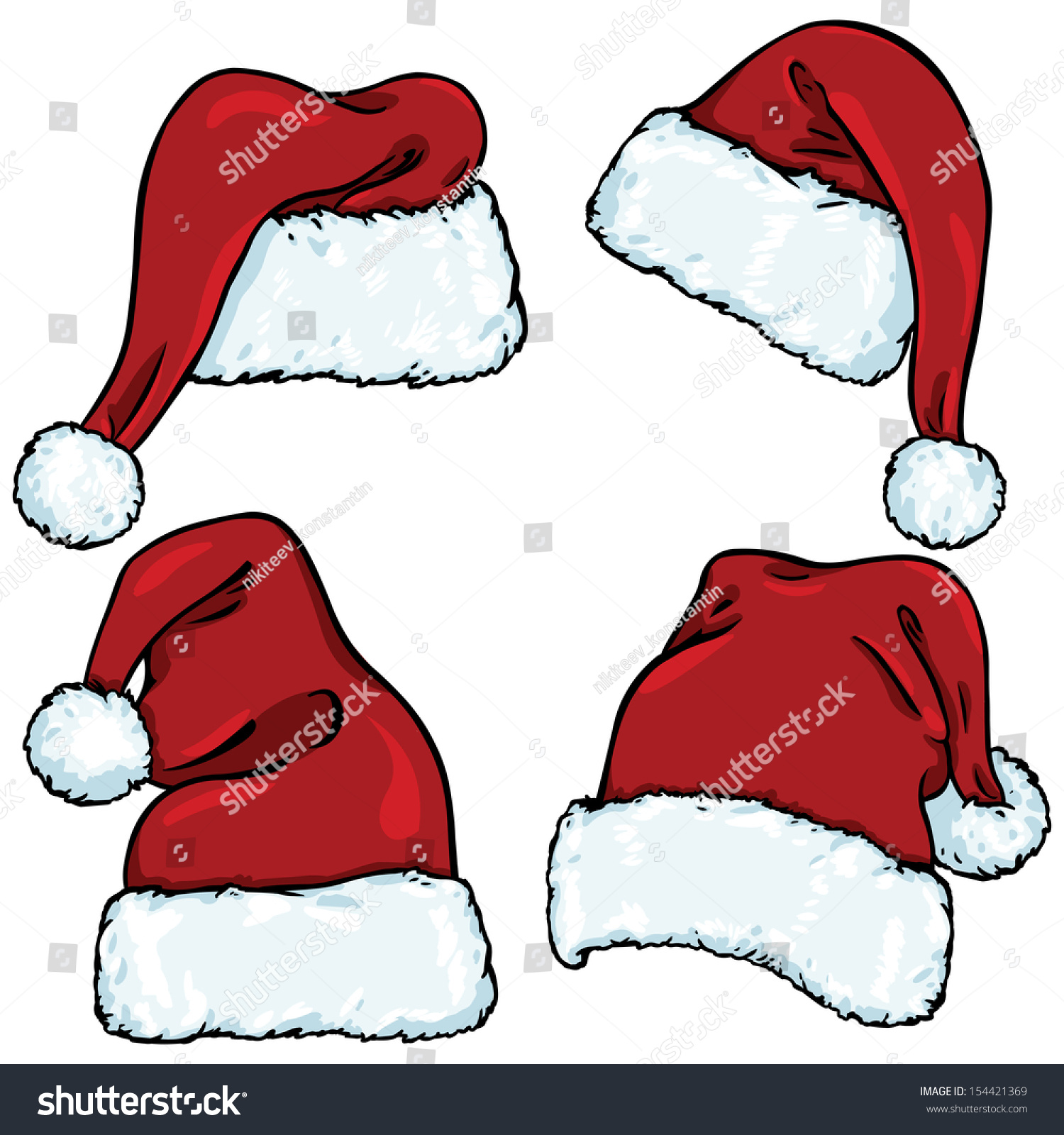 Vector Set Cartoon Santa Claus Hats Stock-Vektorgrafik (Lizenzfrei