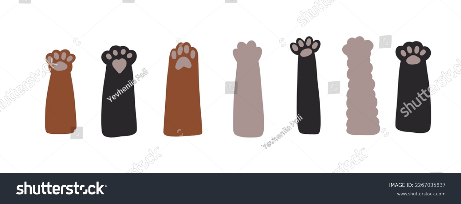 SVG of Vector set of cat’s paws illustrations, cute diary stickers with animals svg