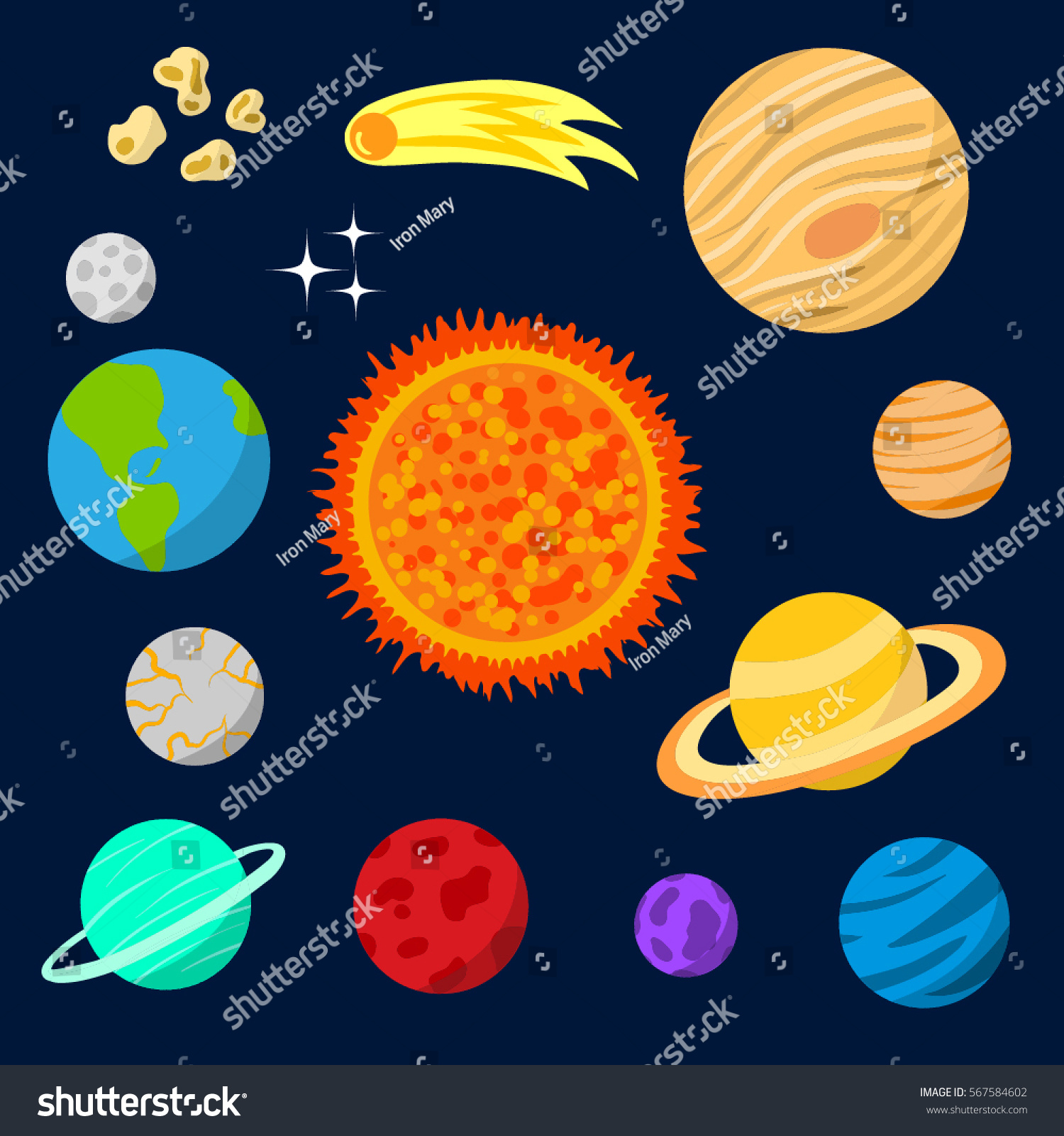 Vector Set Celestial Bodies Planets Solar Stock Vector ...