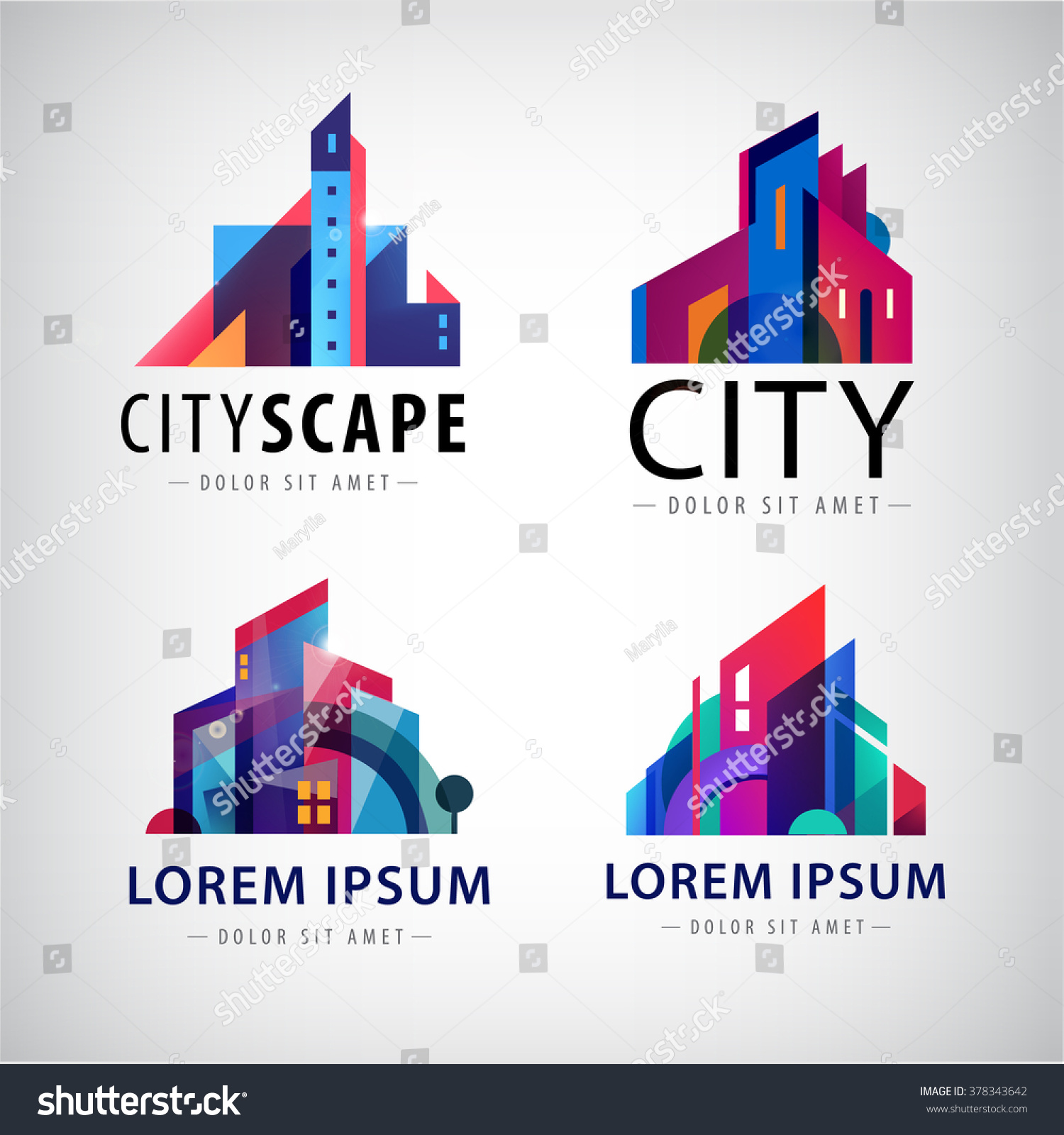 Vector Set City Scape Logos Building Stock Vector (Royalty Free ...