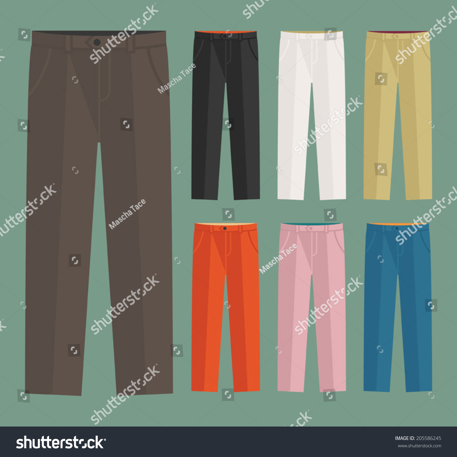 Vector Set Of Classic Trousers For Men With Seven Color Options ...