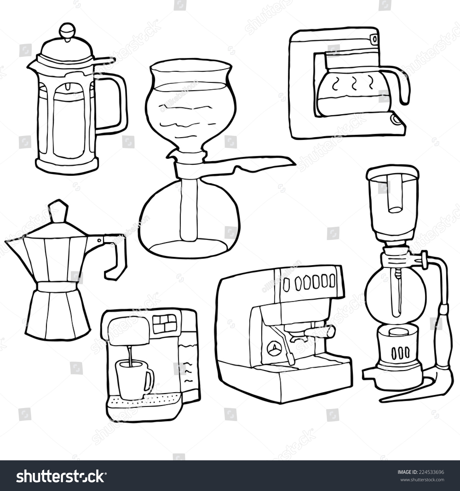Vector Set Coffee Maker Stock Vector 224533696 - Shutterstock