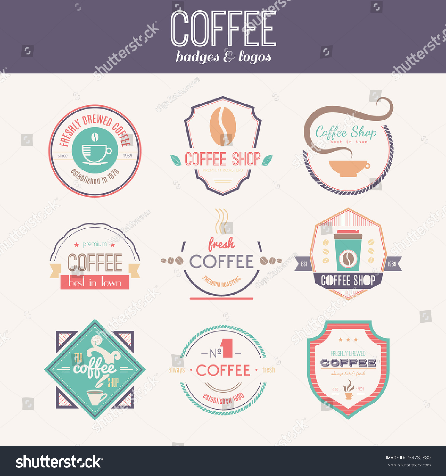 Vector Set Of Coffee Shop Logos, Restaurant Or Bar Logotype Design ...