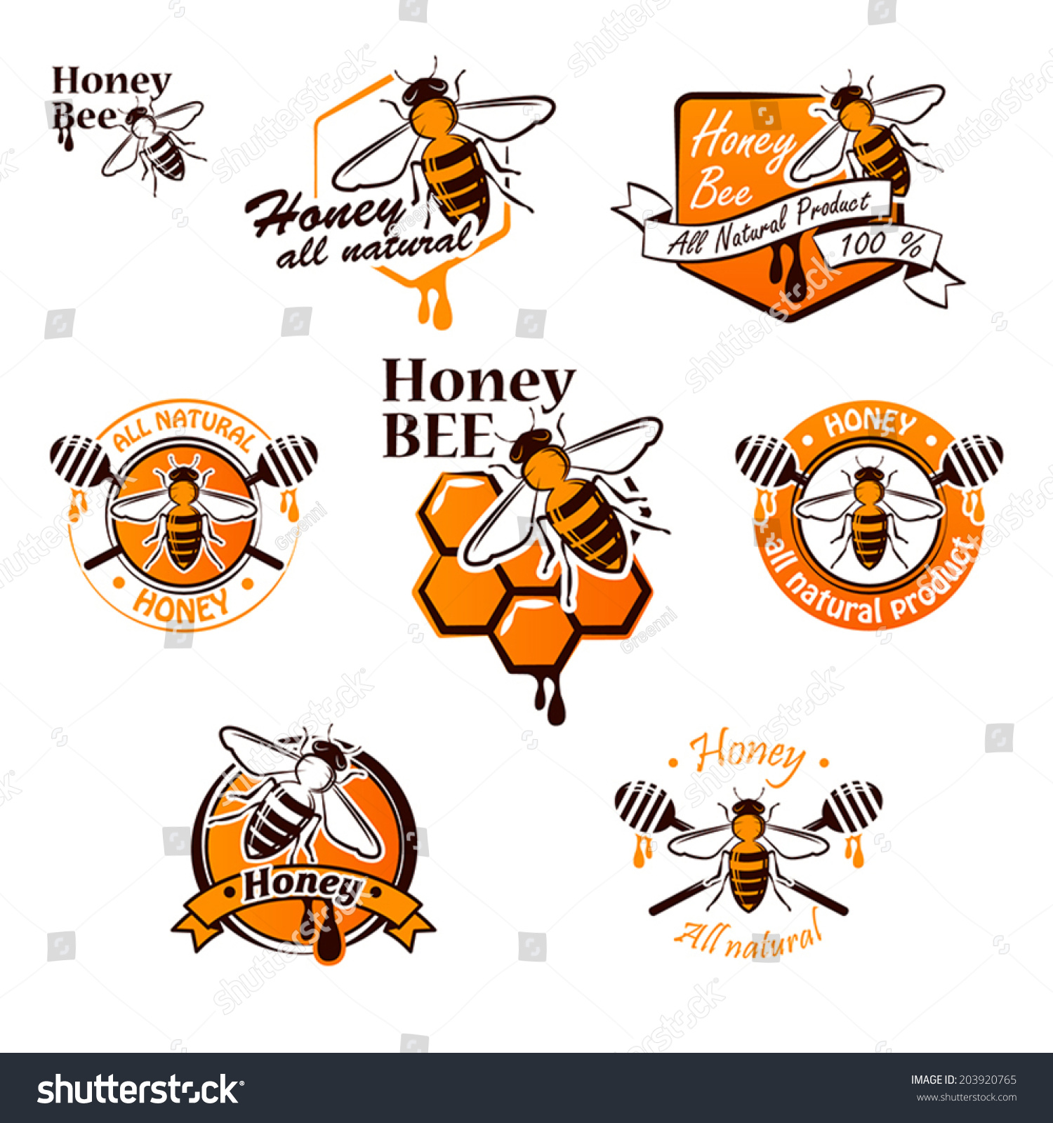 Download Vector Set Colored Honey Labels Badges Stock Vector Royalty Free 203920765 PSD Mockup Templates