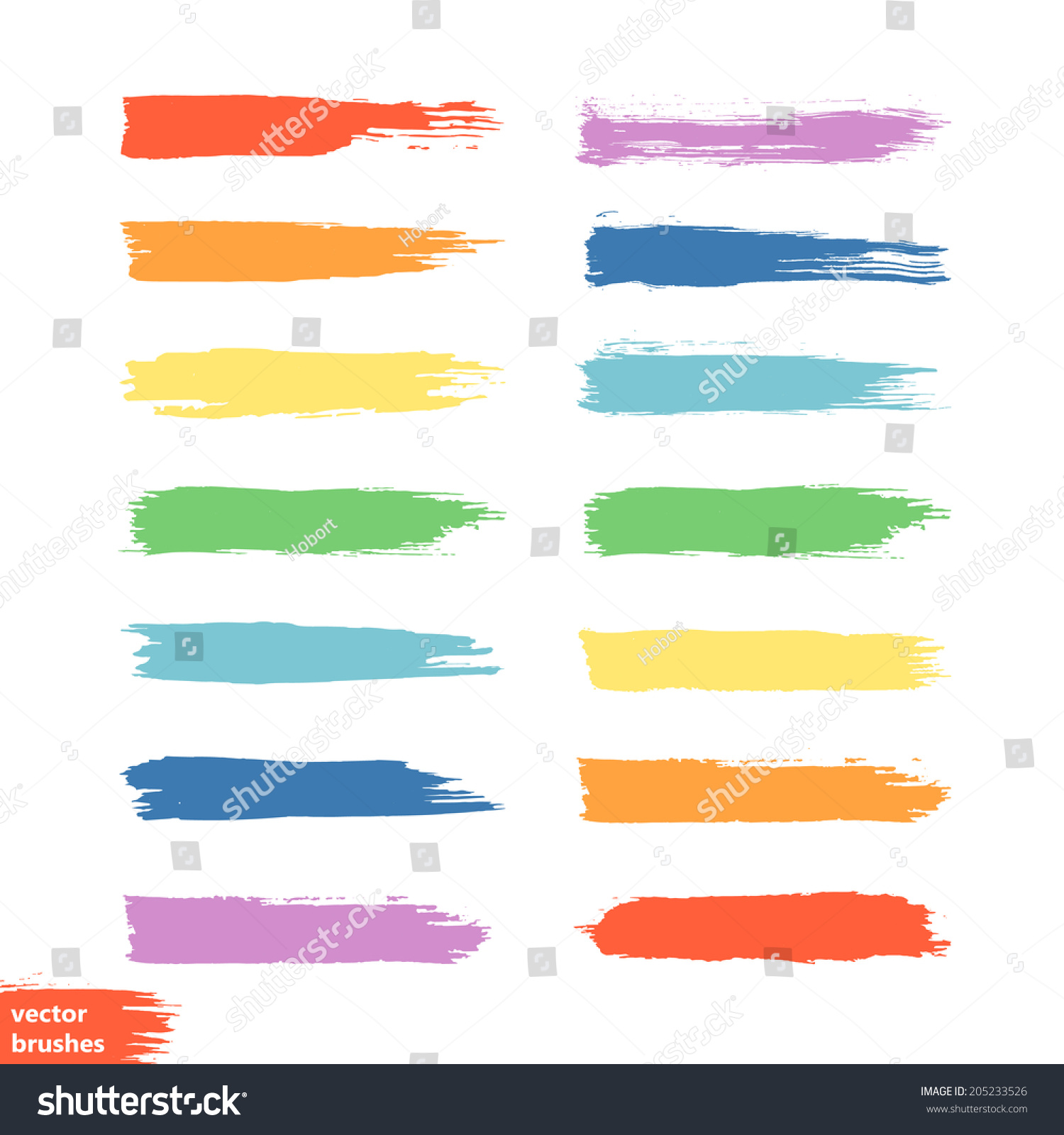 Vector Set Colorful Brush Strokes Colorful Stock Vector (Royalty Free ...