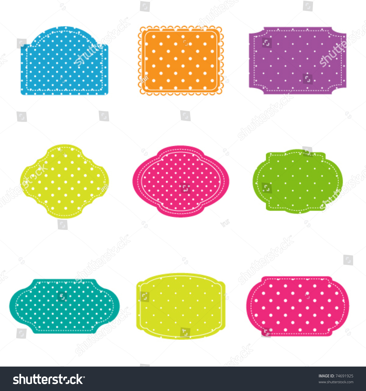 Vector Set Of Colorful Polka Dot Frames - 74691925 : Shutterstock