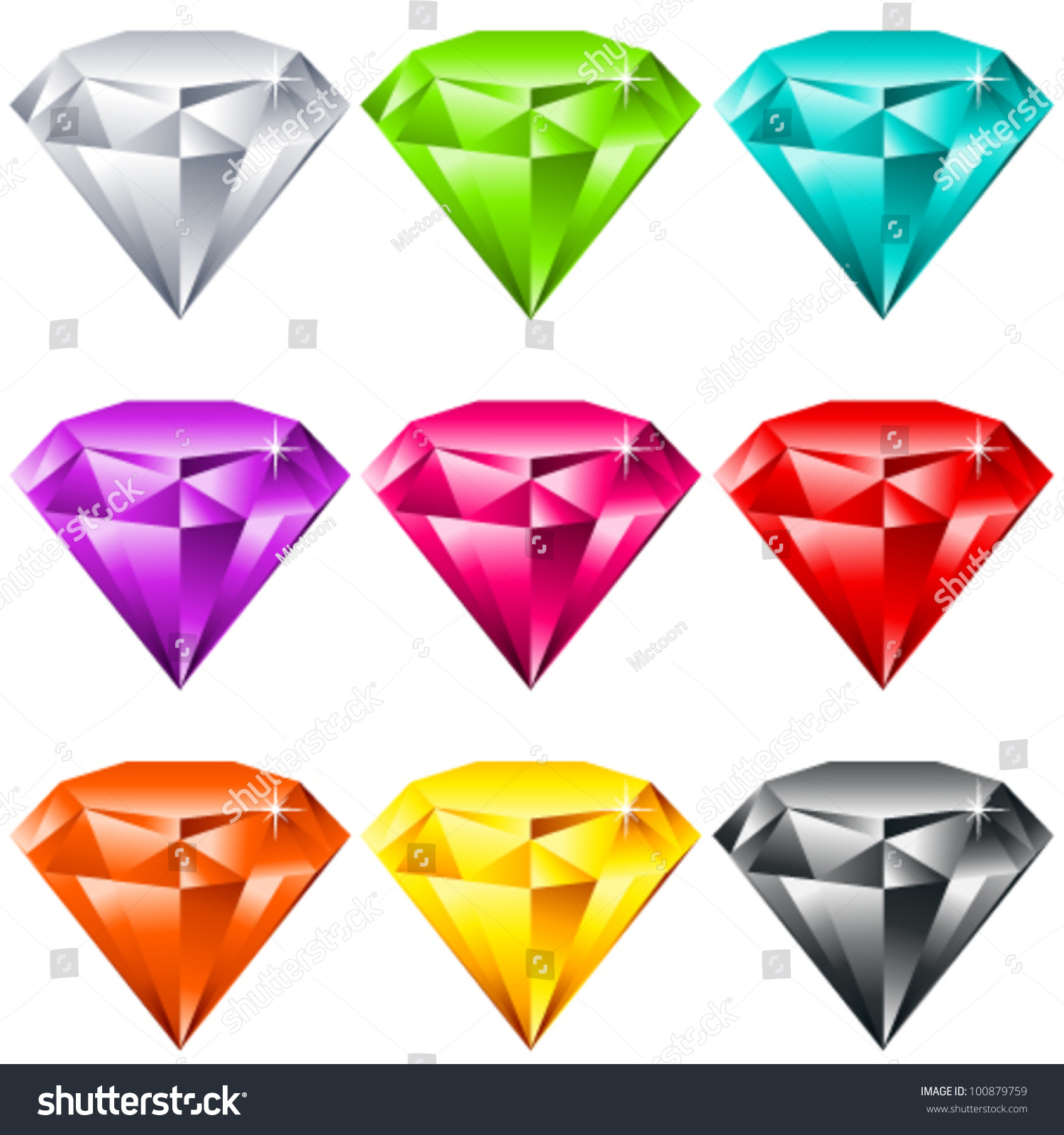 SVG of Vector set of colorful shiny jewels. svg