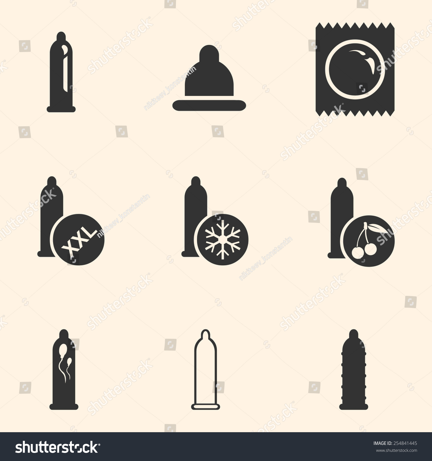 Vector Set Condom Icons Types Condoms Stock Vector Royalty Free 254841445 Shutterstock 9722