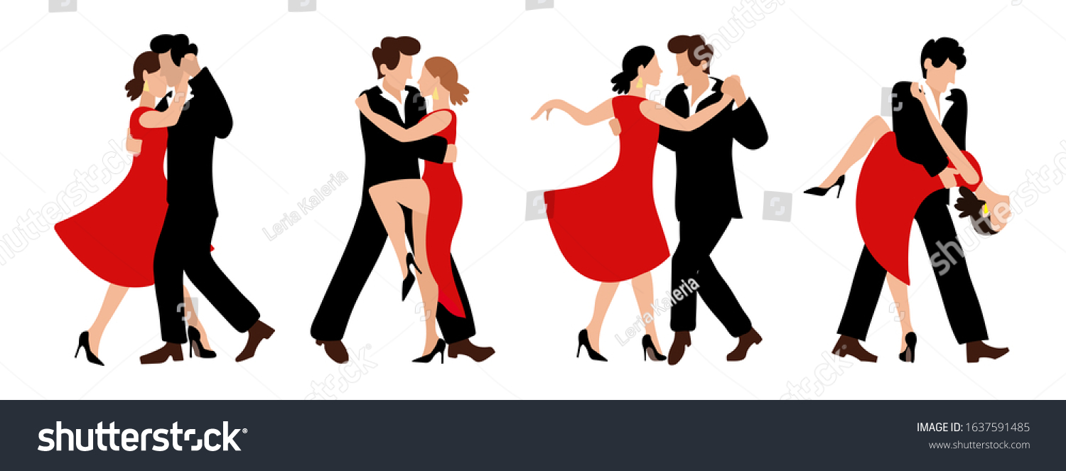 Vector Set Couples Dancing Passionate Tango Stock Vector Royalty Free Shutterstock