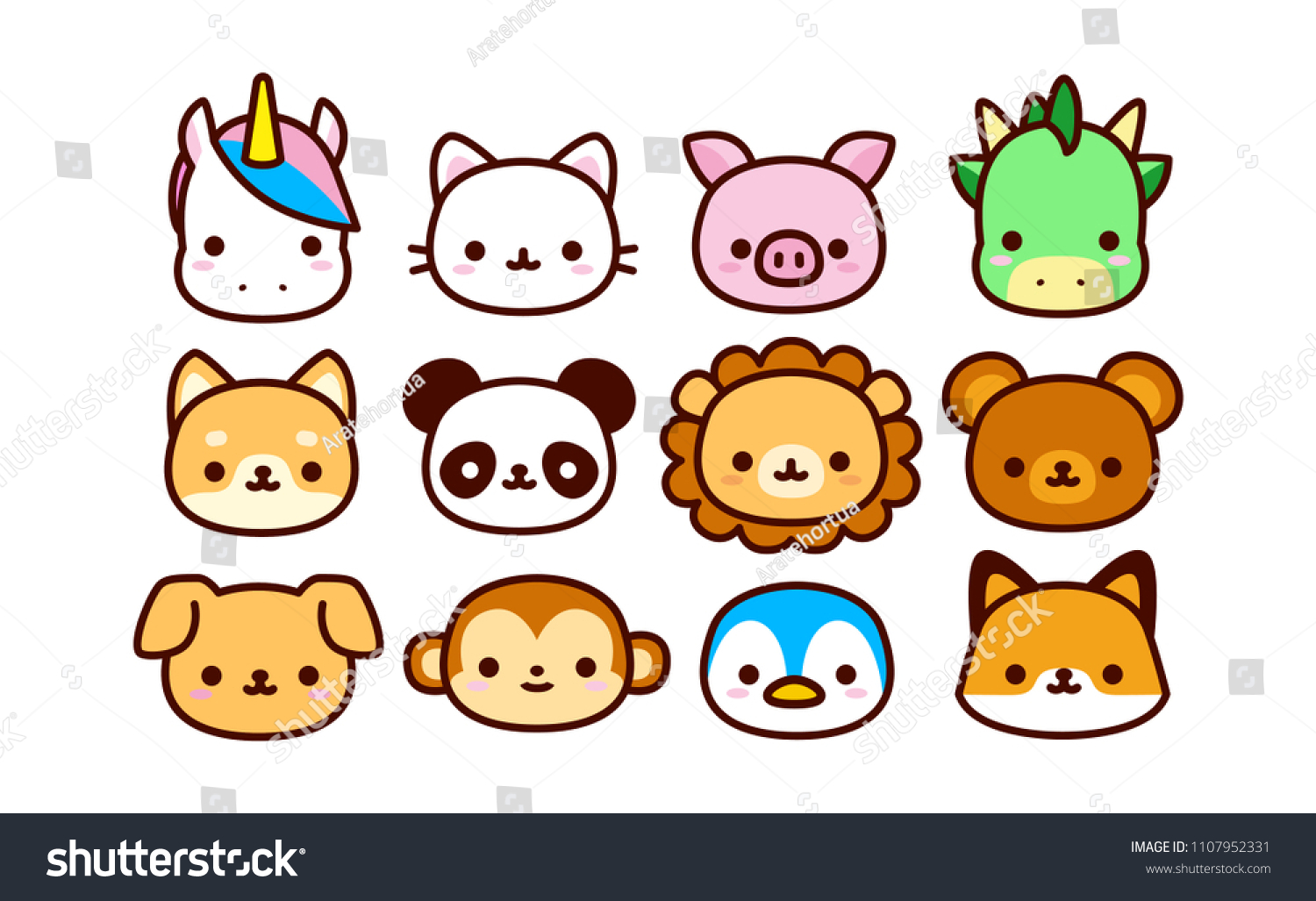 SVG of Vector Set Of Cute Cartoon Animals Isolated svg