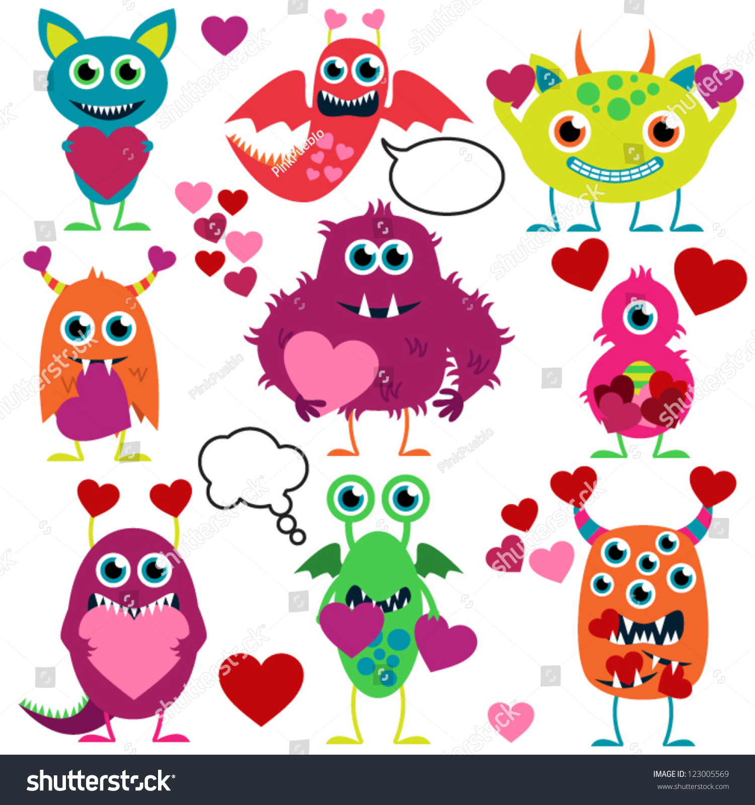 SVG of Vector Set of Cute Love Monsters svg