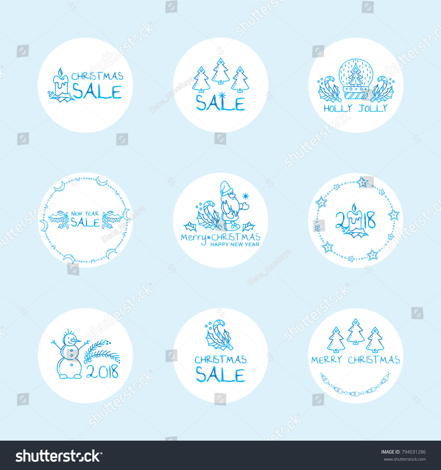 vector set of cute round labels stickers for christmas decoration blue frozen design - Cute Christmas Captions vector set of cute round labels stickers for christmas decoration blue frozen design - Cute Christmas Captions