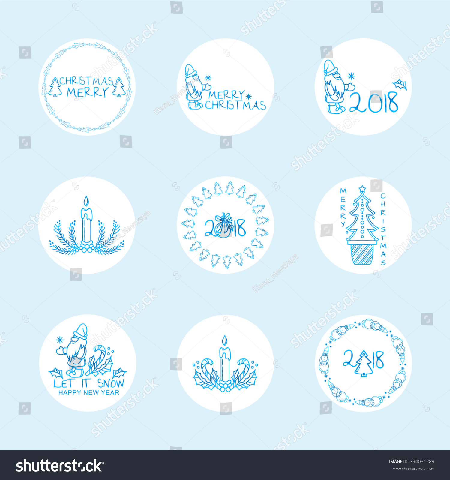 vector set of cute round labels stickers for christmas decoration blue frozen design - Cute Christmas Captions vector set of cute round labels stickers for christmas decoration blue frozen design - Cute Christmas Captions