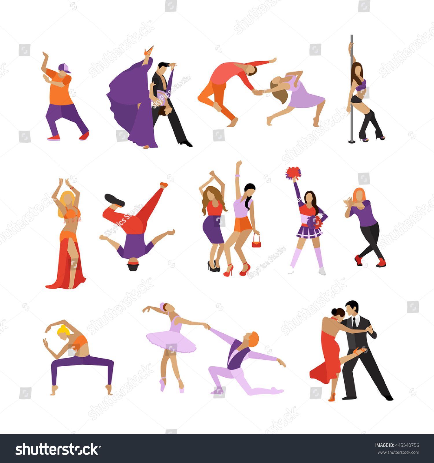 Vector Set Of Dancing People. Dance Design Elements And Icons Isolated ...