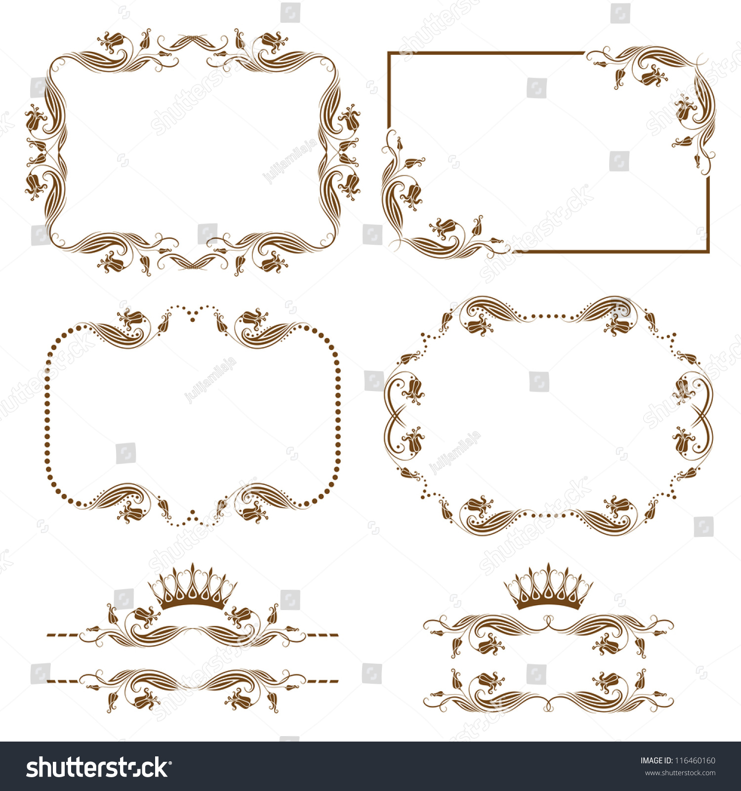 Vector Set Decorative Horizontal Elements Border Stock Vector (Royalty ...