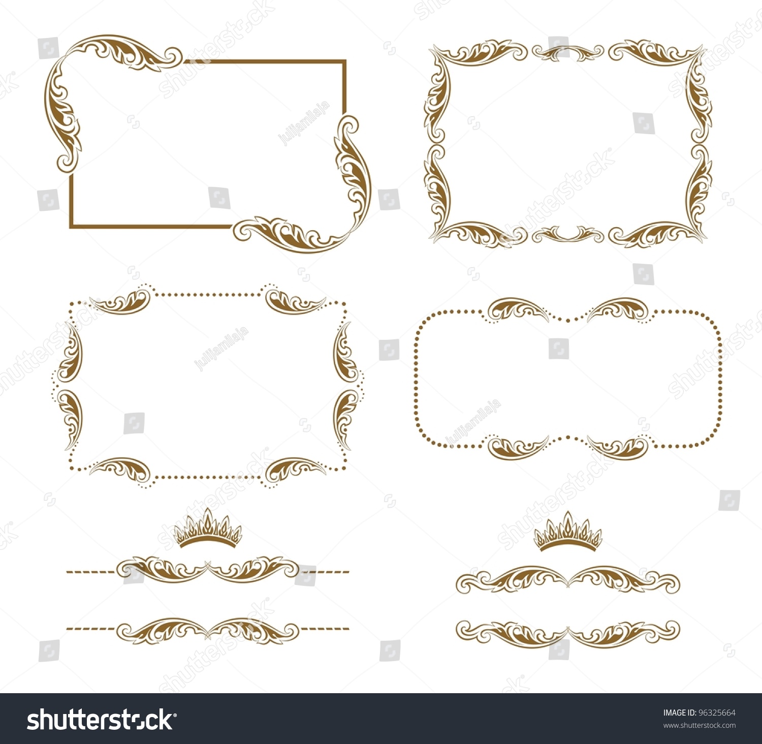 Vector Set Decorative Horizontal Elements Border Stock Vector (Royalty ...