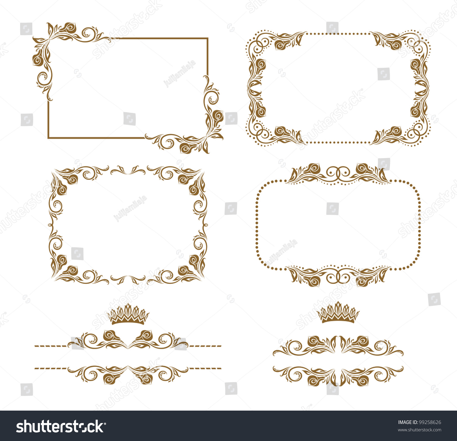 Vector Set Of Decorative Horizontal Elements, Border, Frame. Page ...