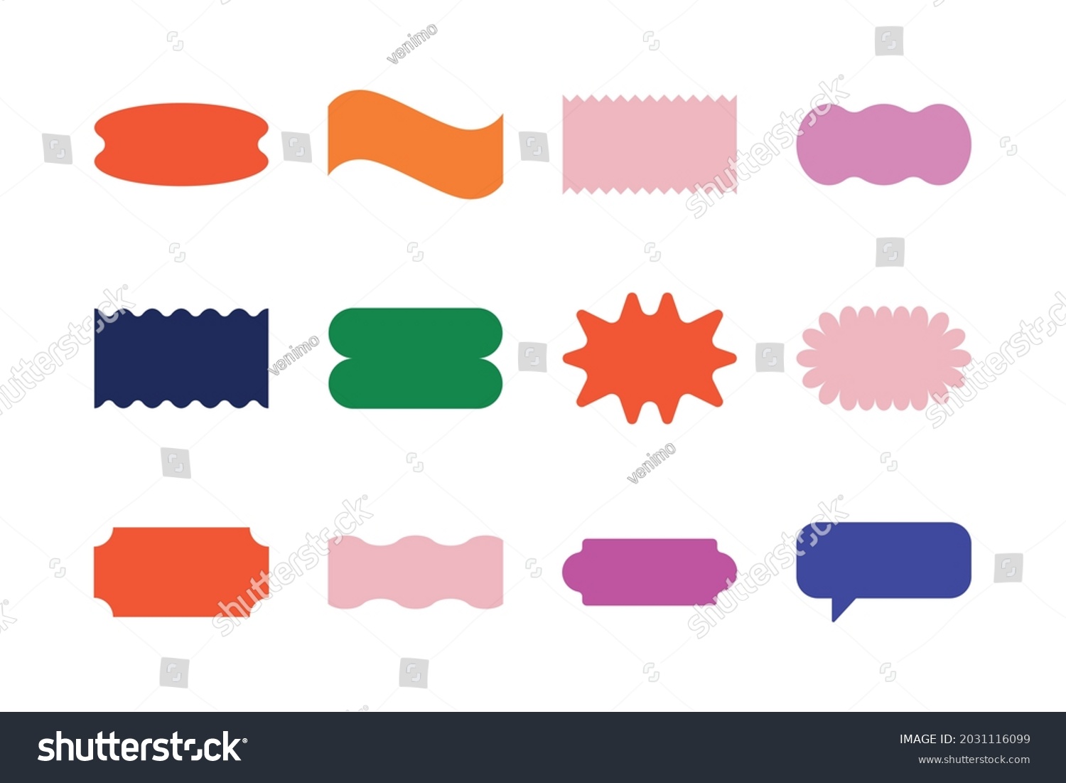SVG of Vector set of design elements, patches and stickers with copy space for text - abstract background elements for branding, packaging, prints and social media posts

 svg
