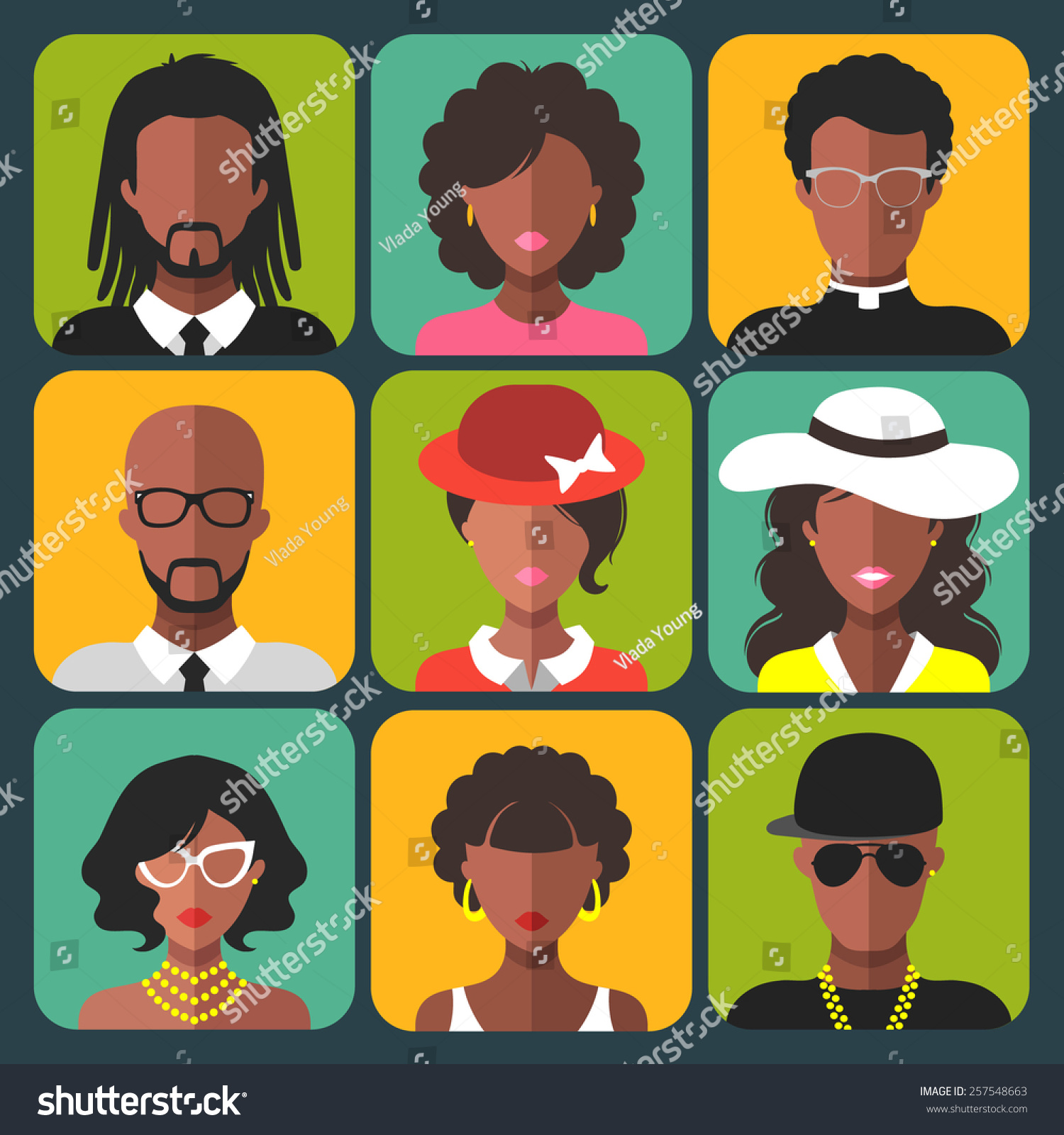 Vector Set Different African American Women Stock Vector Royalty Free